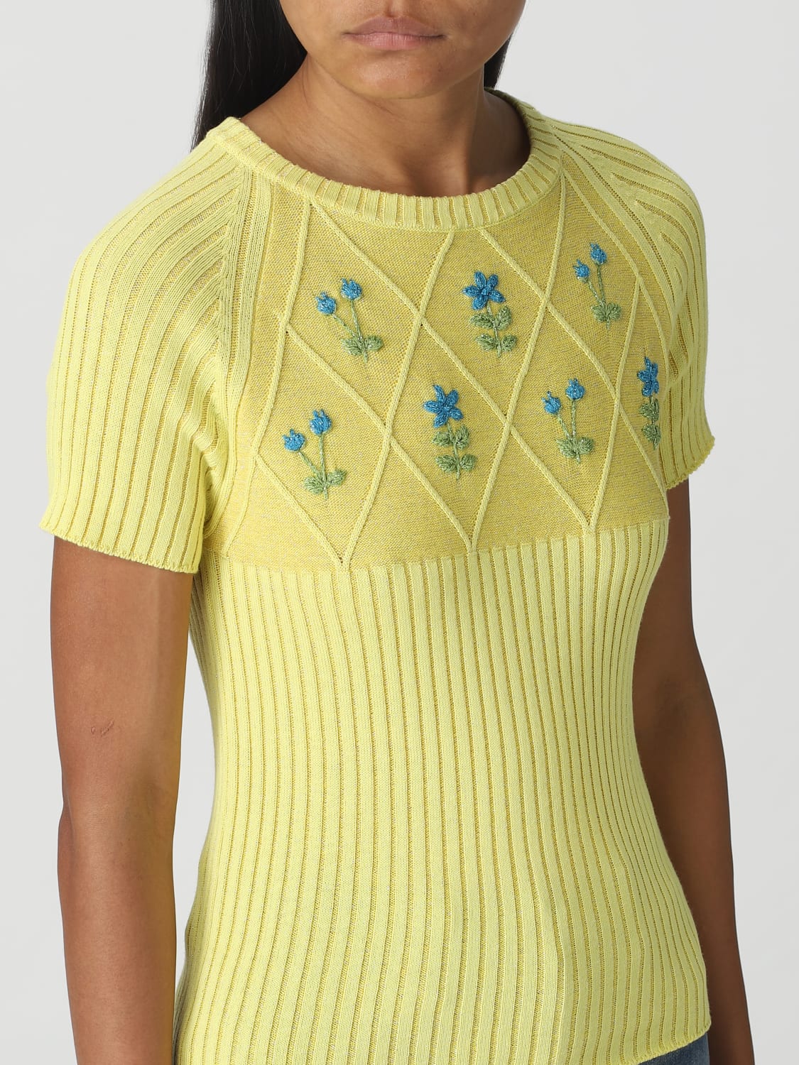 Tシャツ・カットソー CORMIO Women Tops OMA5YELLOW Yellow Cormio Outlet: T-shirt woman - Yellow | Cormio top DIAMOND