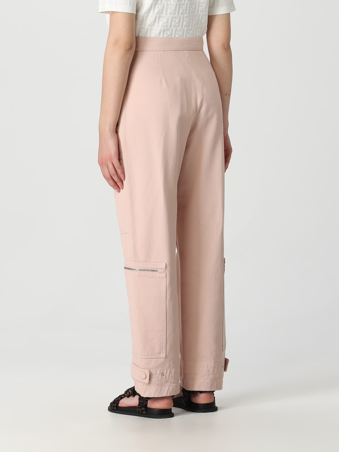 FENDI PANTS: Fendi cotton drill pants, Pink - Img 3