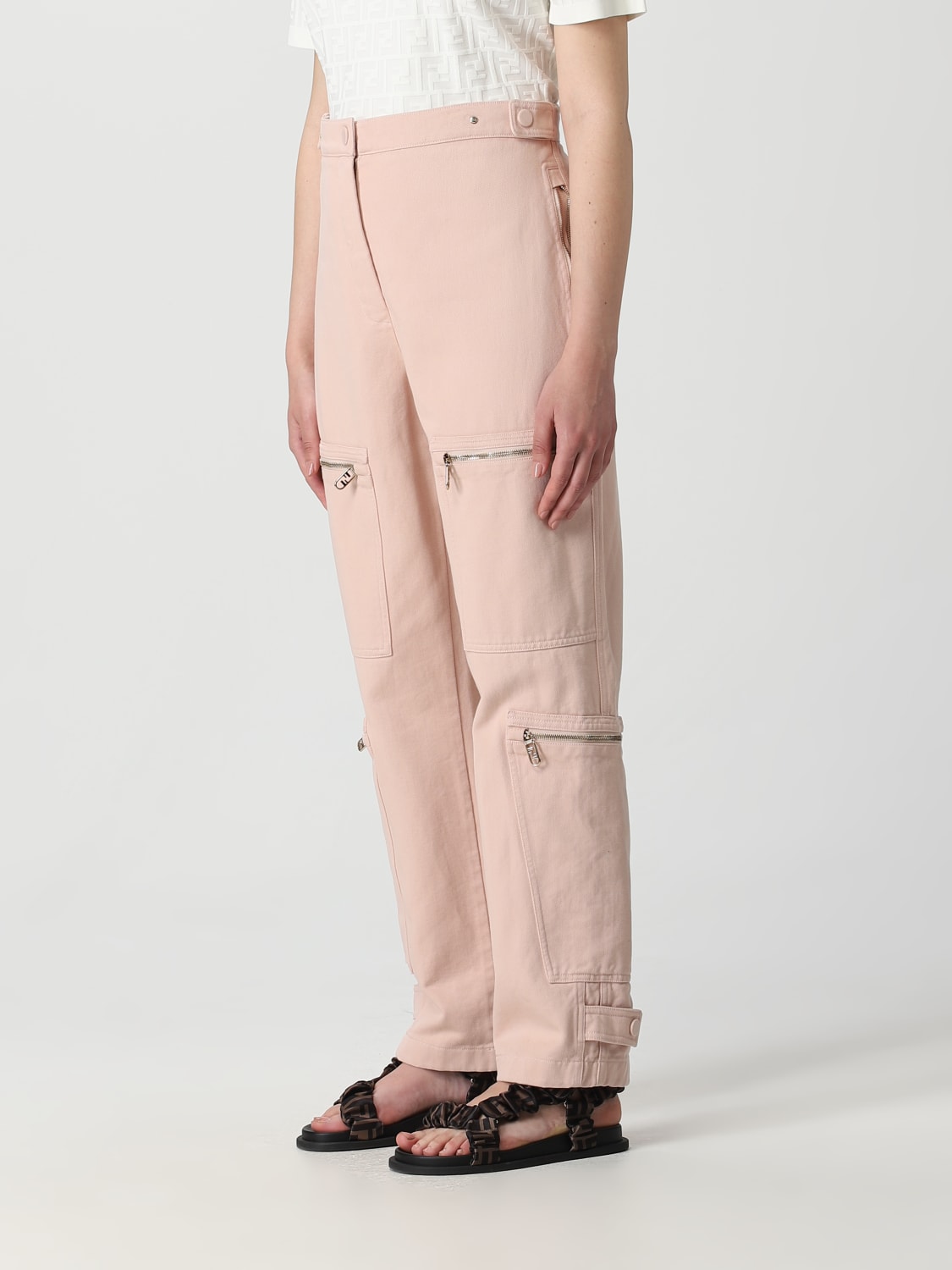 FENDI PANTS: Fendi cotton drill pants, Pink - Img 4