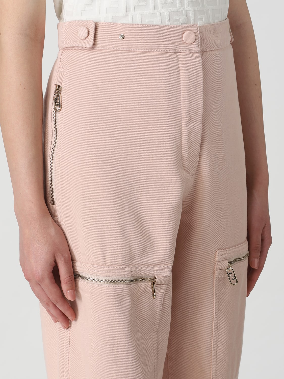 FENDI PANTS: Fendi cotton drill pants, Pink - Img 5