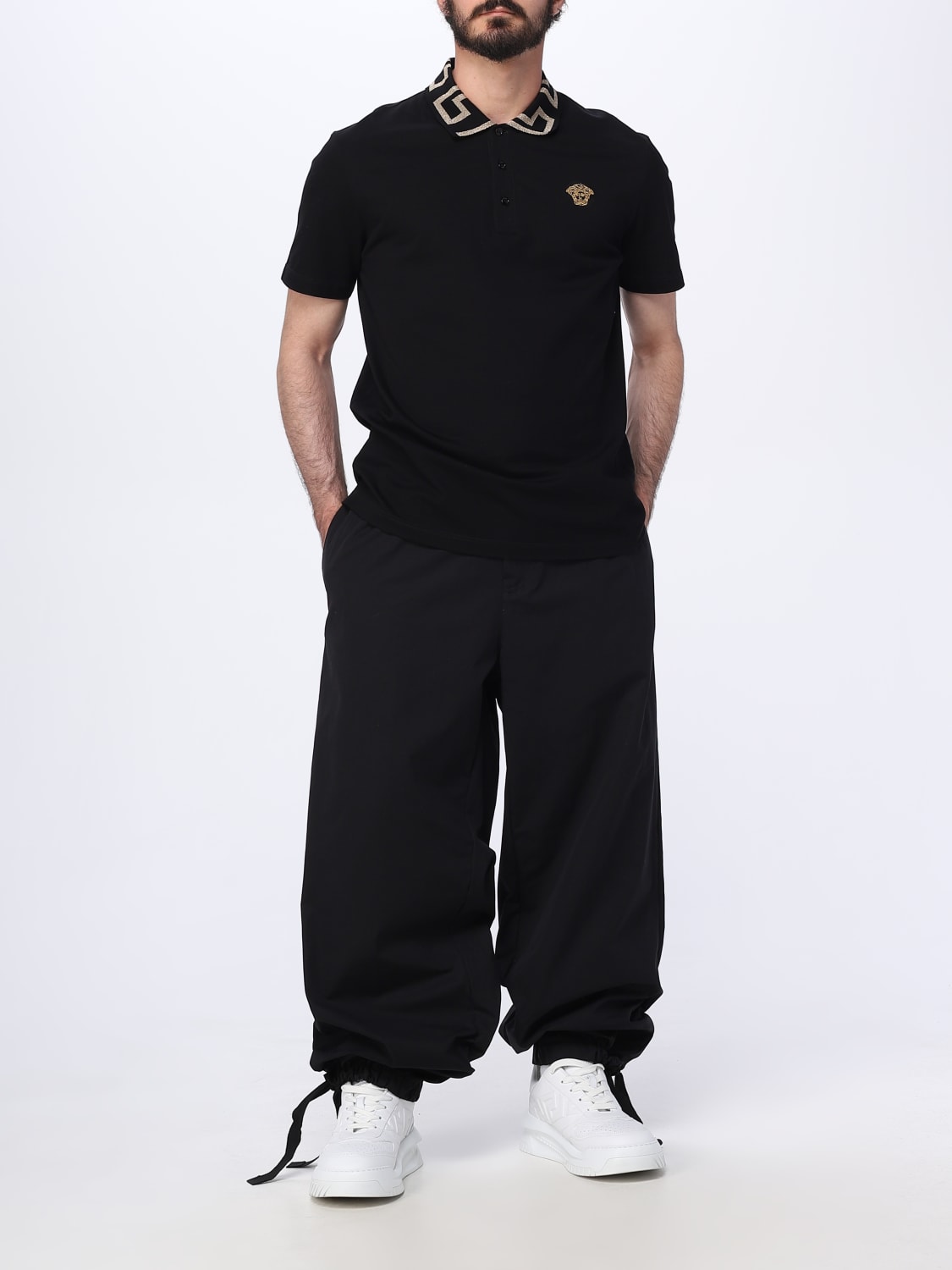 VERSACE PANTS: Versace cotton pants, Black - Img 2