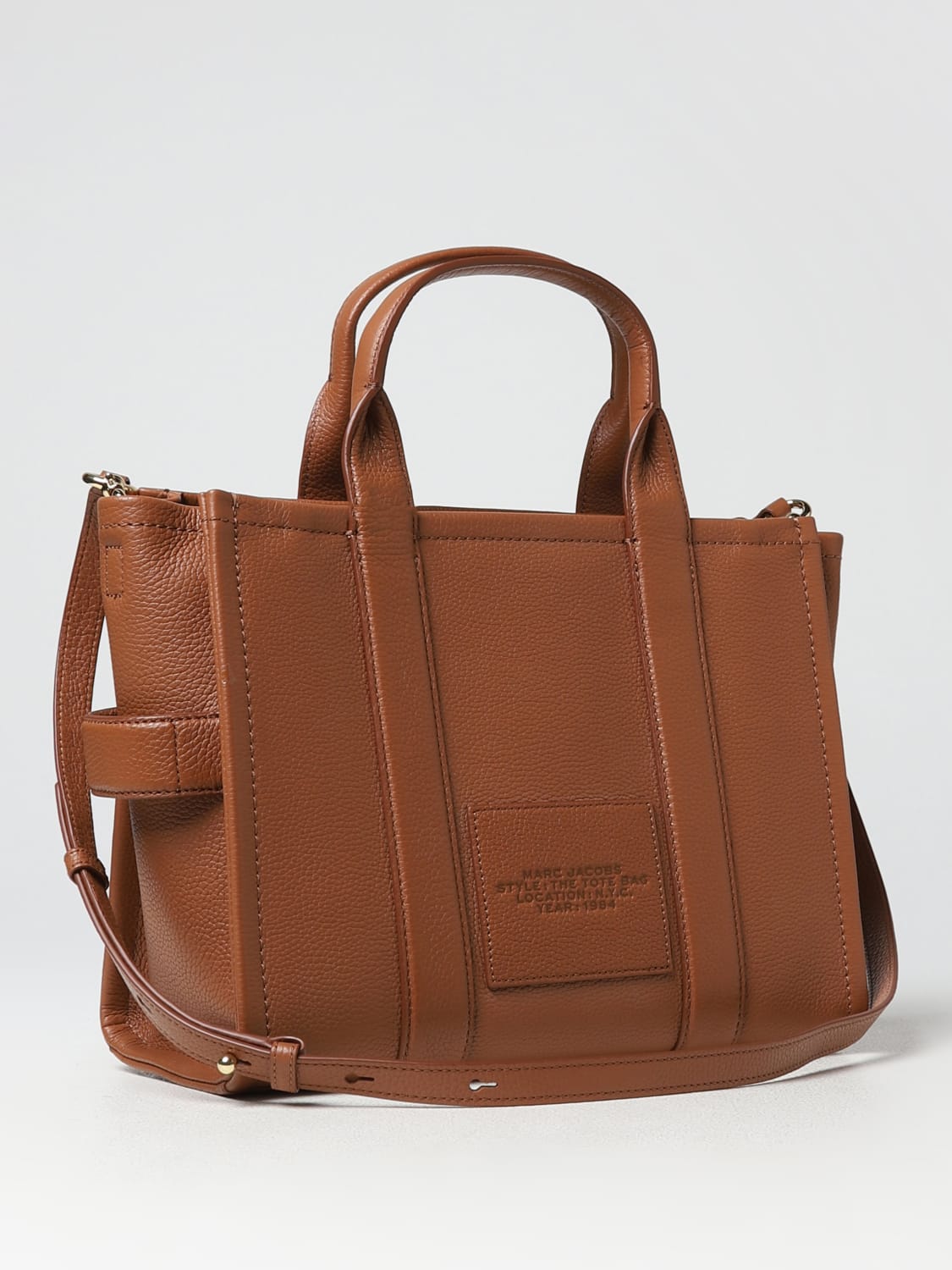 MARC JACOBS BORSA TOTE: Borsa The Tote Bag Marc Jacobs in pelle a grana, Marrone - Img 2