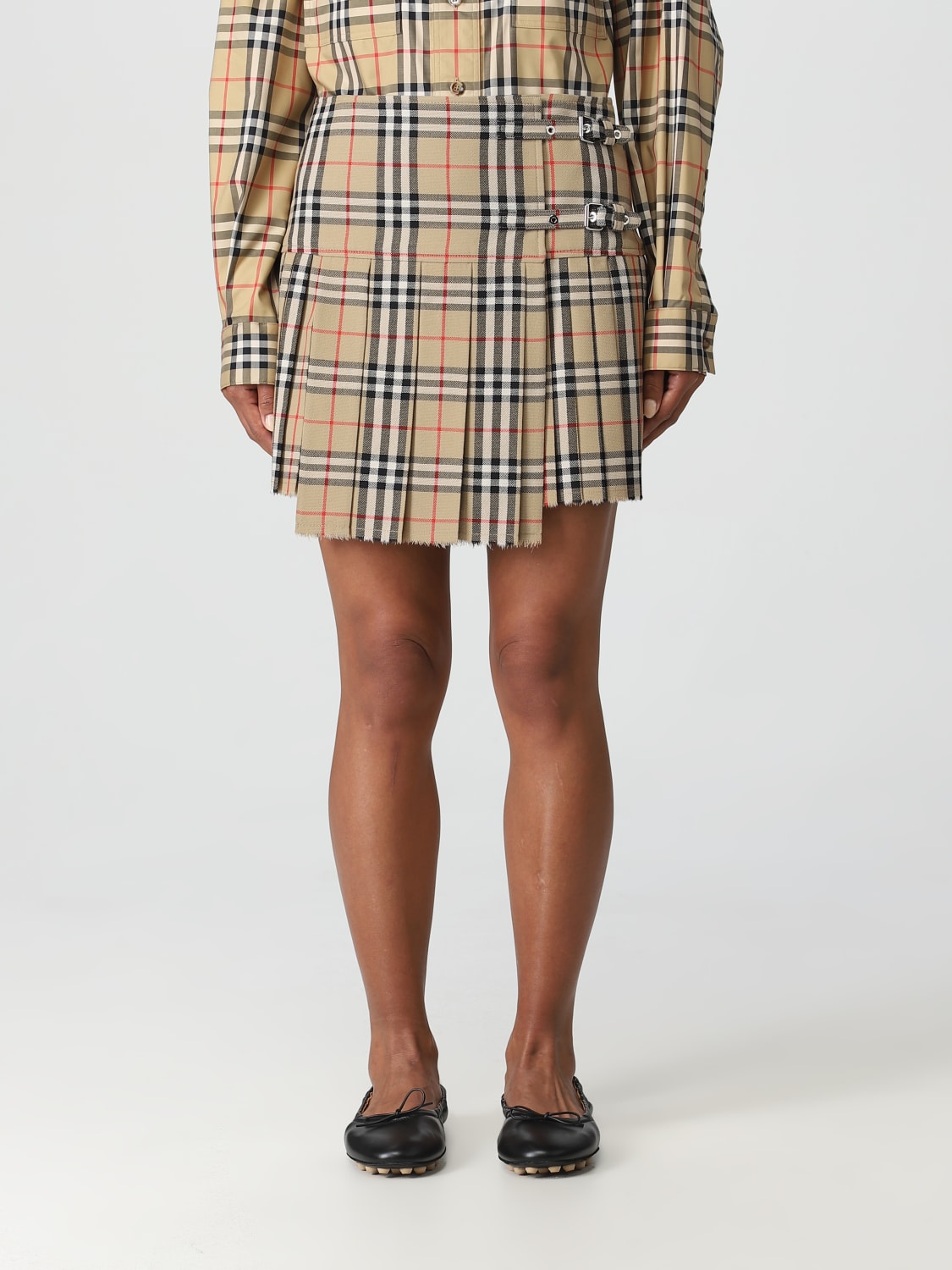 BURBERRY SKIRT: Burberry wool skirt, Beige - Img 1