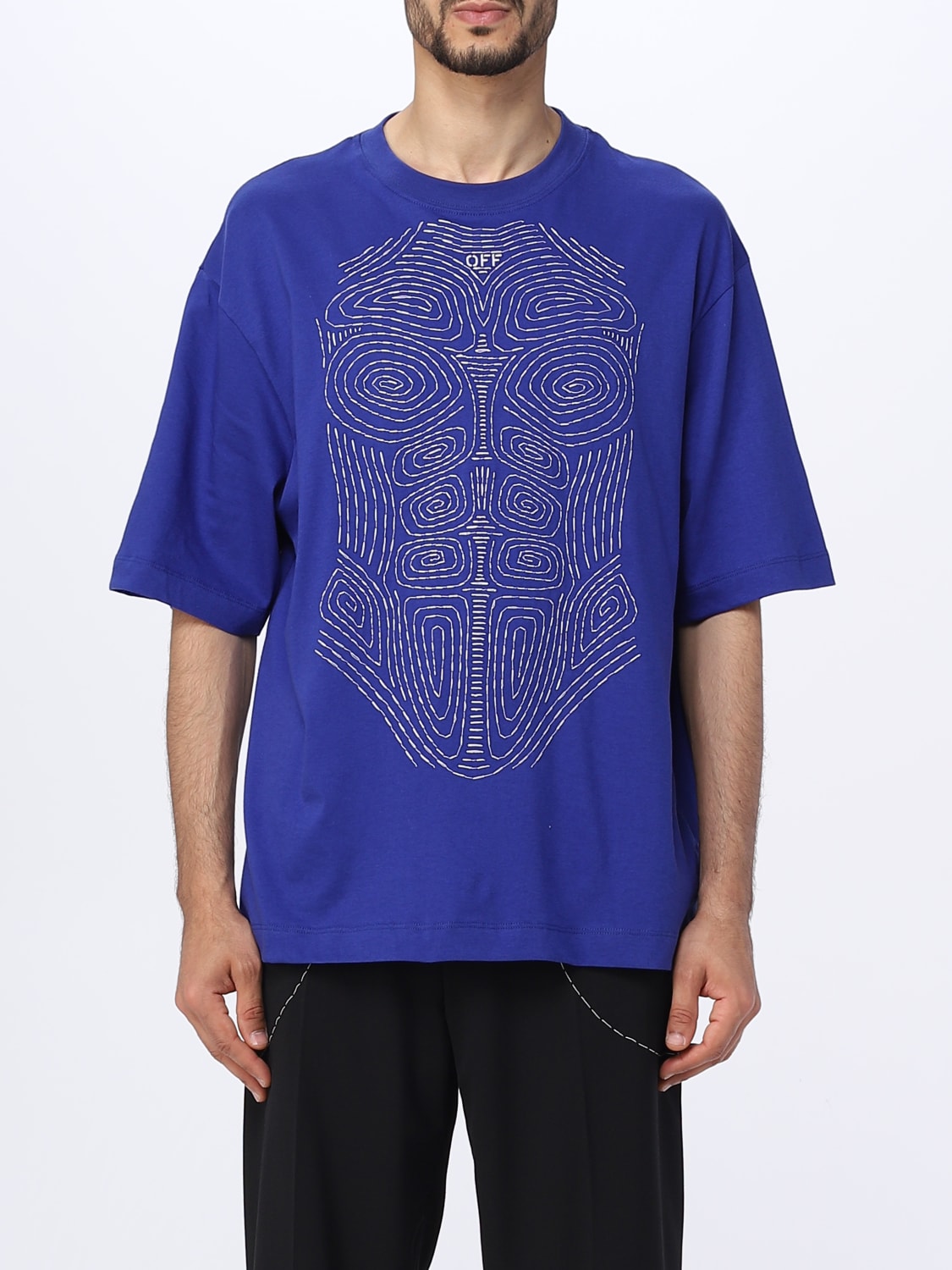 Tシャツ・カットソー Off-White Men T-shirt Blue OMAA120S23JER026 901 Off-Whiteアウトレット：Tシャツ メンズ - ブルー | GIGLIO.COM