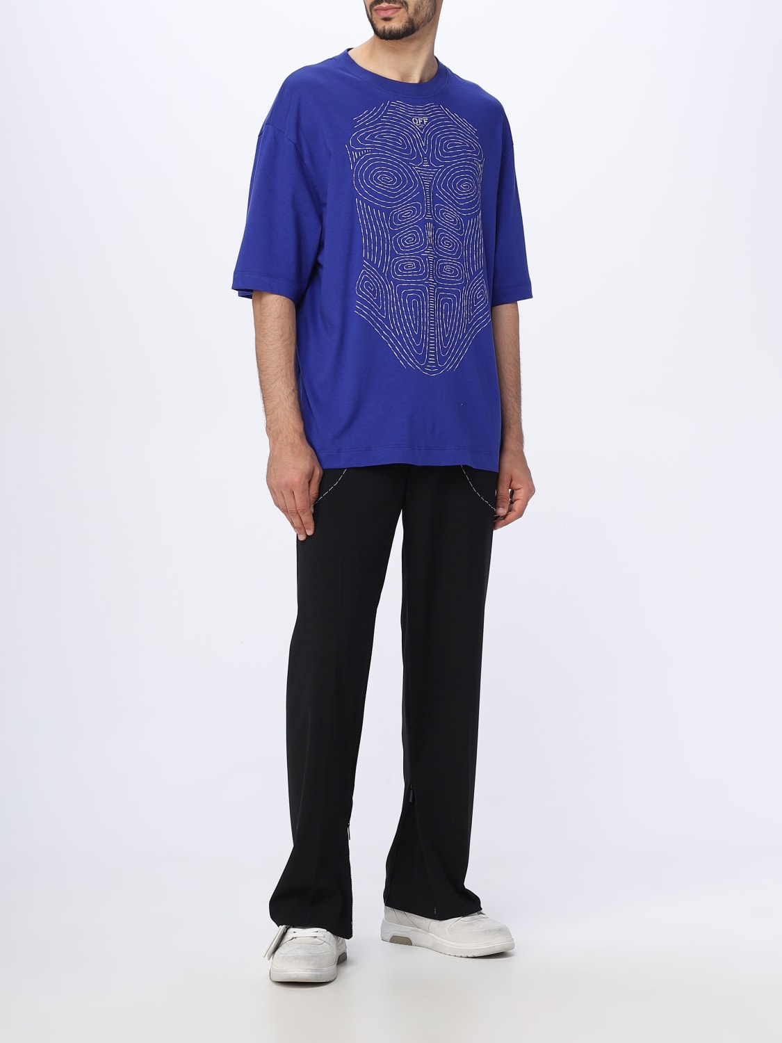 Tシャツ・カットソー Off-White Men T-shirt Blue OMAA120S23JER026 901 Off-Whiteアウトレット：Tシャツ メンズ - ブルー | GIGLIO.COM