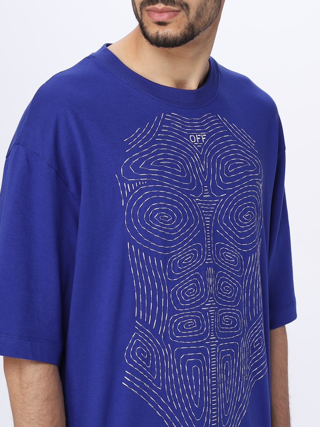 Tシャツ・カットソー Off-White Men T-shirt Blue OMAA120S23JER026 901 Off-Whiteアウトレット：Tシャツ メンズ - ブルー | GIGLIO.COM