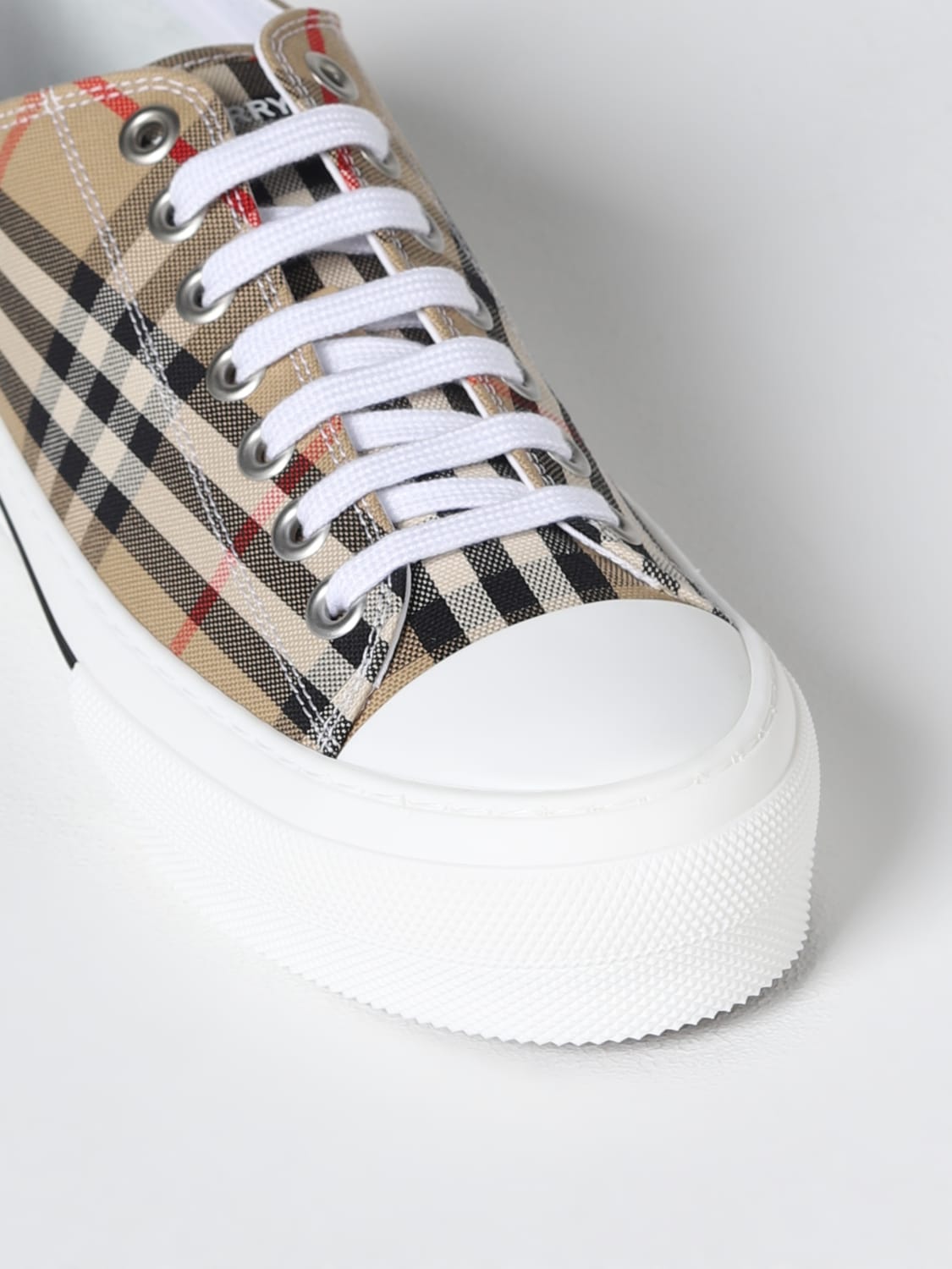 BURBERRY Jack Vintage Check sneakers in jacquard organic cotton Beige Burberry sneakers 8049745 online at GIGLIO.COM