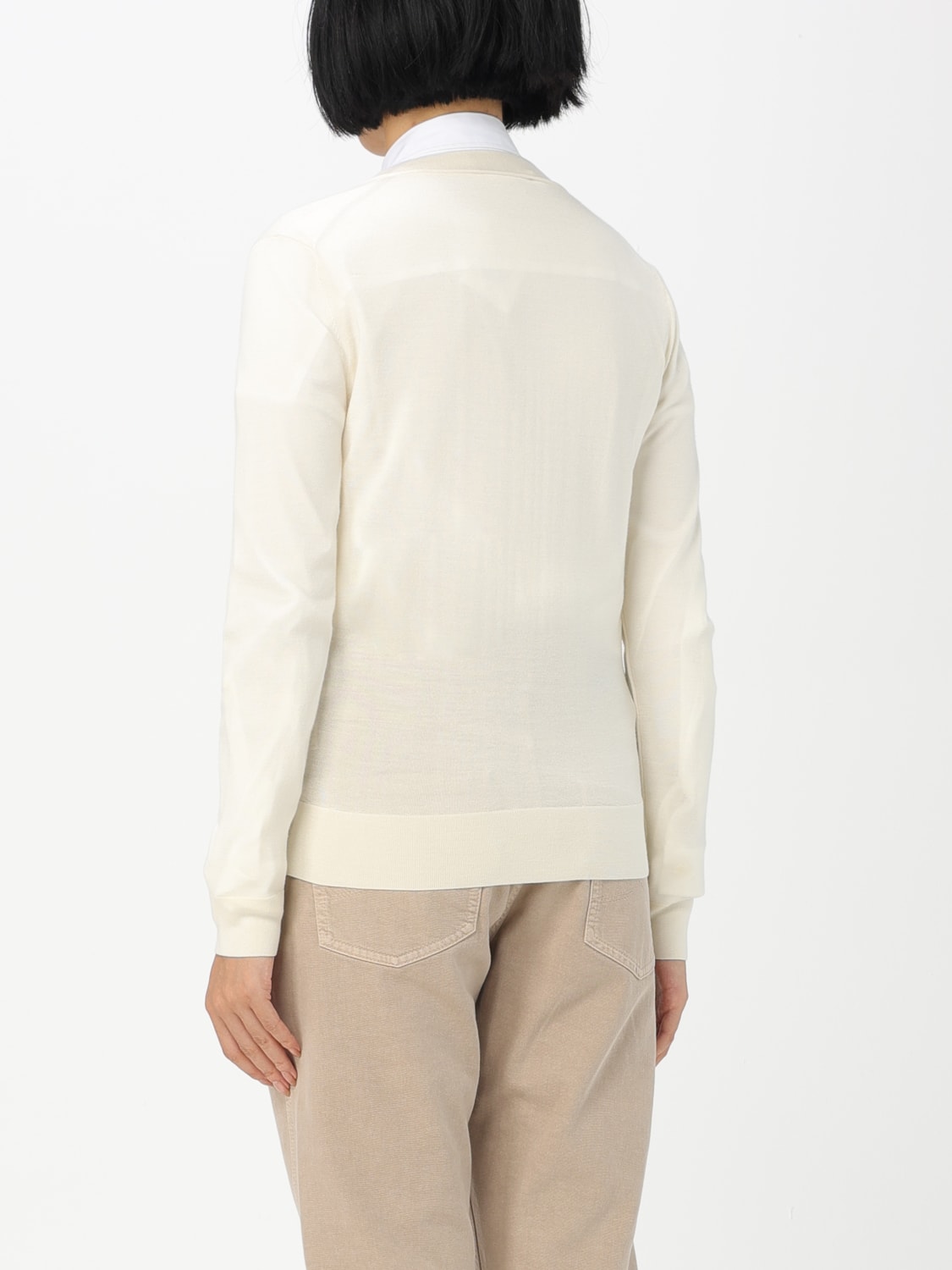 TORY BURCH SWEATER: Tory Burch wool and silk blend cardigan, White - Img 2