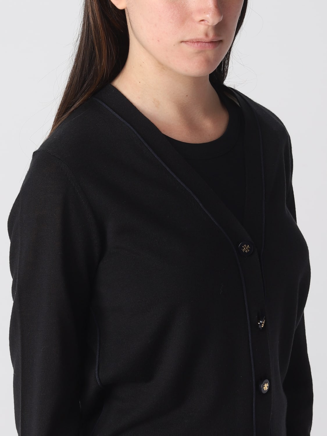 TORY BURCH SWEATER: Tory Burch wool and silk blend cardigan, Black - Img 5