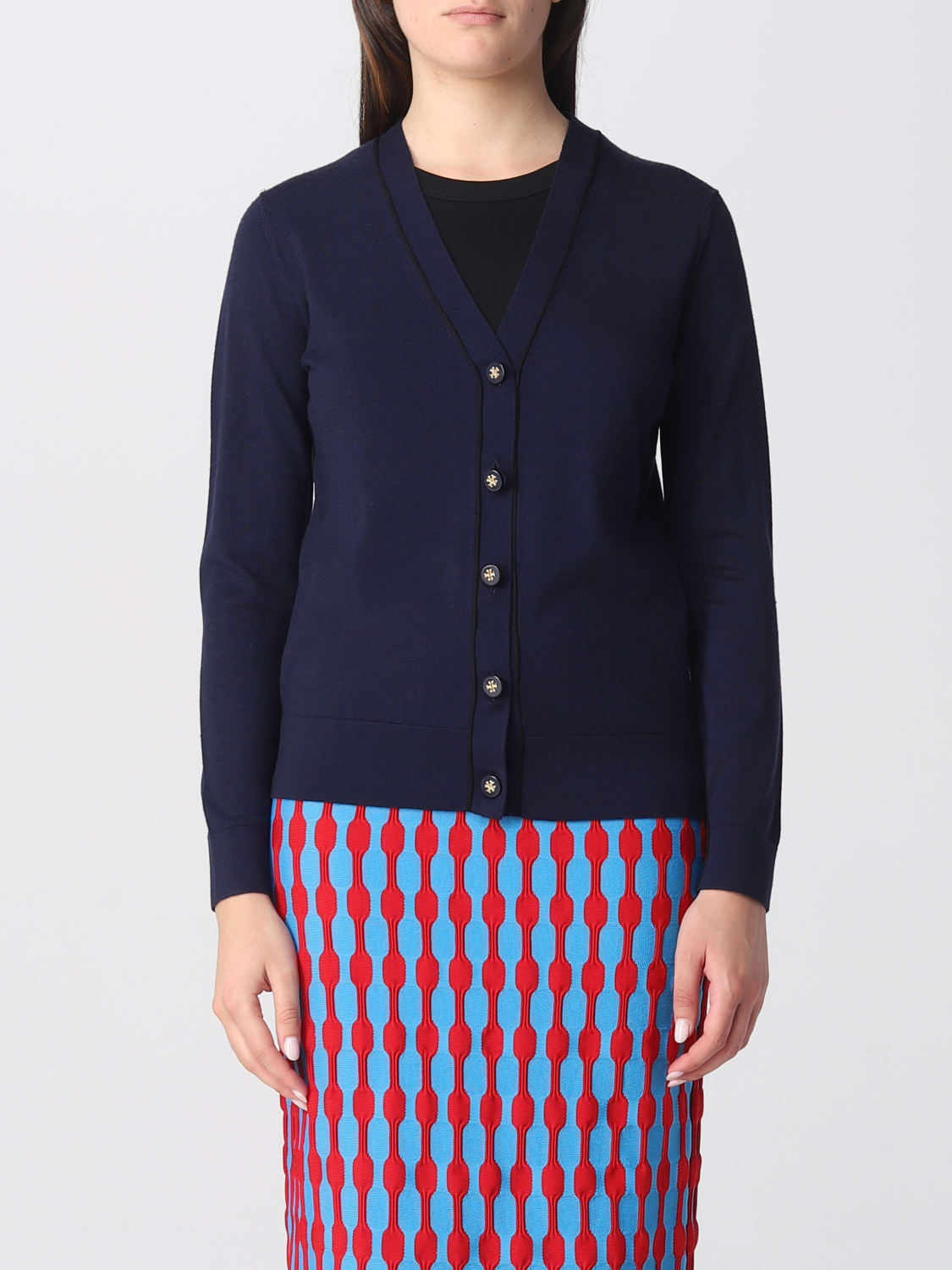Tory burch blue cardigan new arrivals