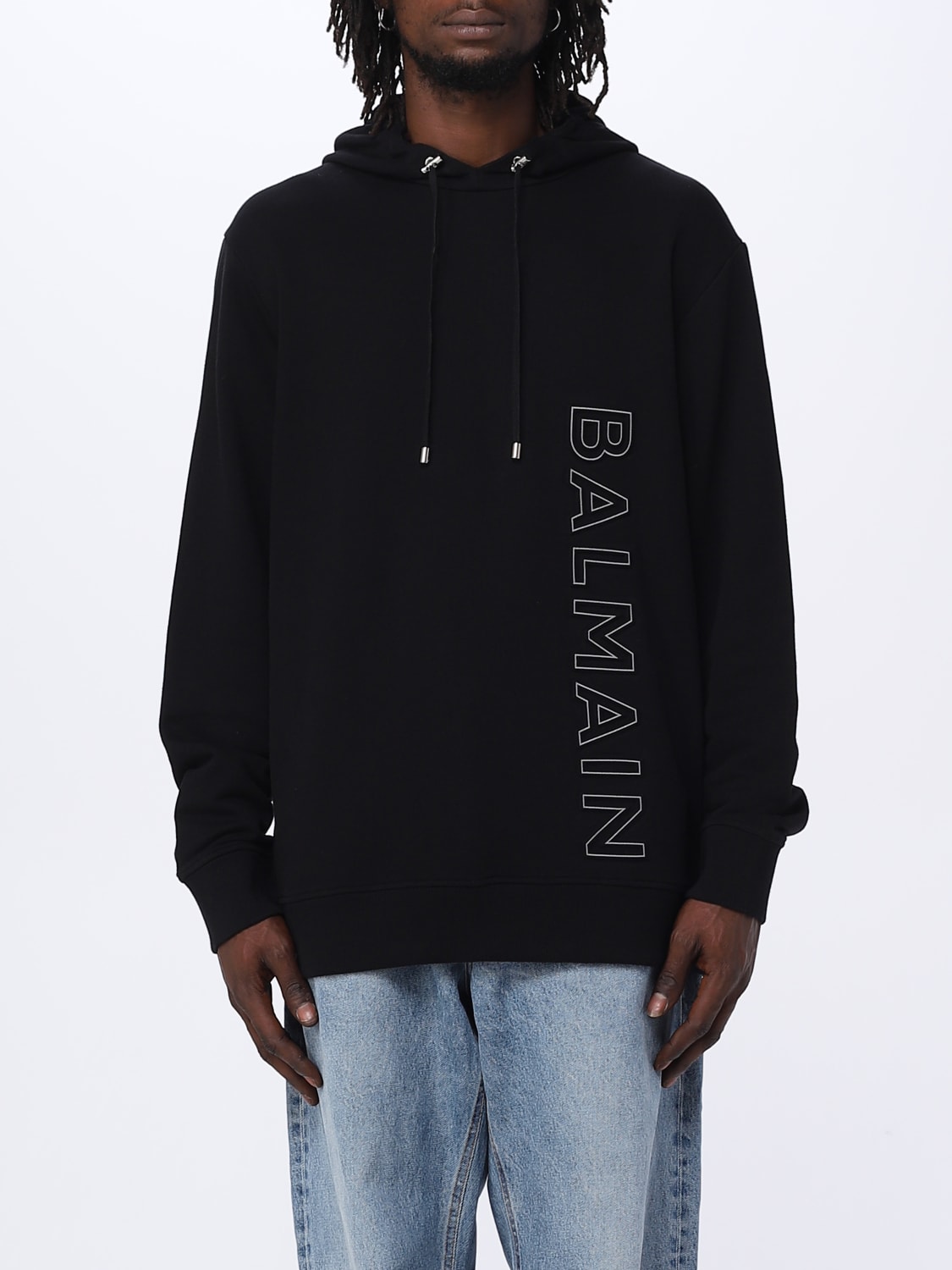 Balmain Outlet sweatshirt in cotton Black Balmain sweater BH1JT046BC22 online at GIGLIO.COM