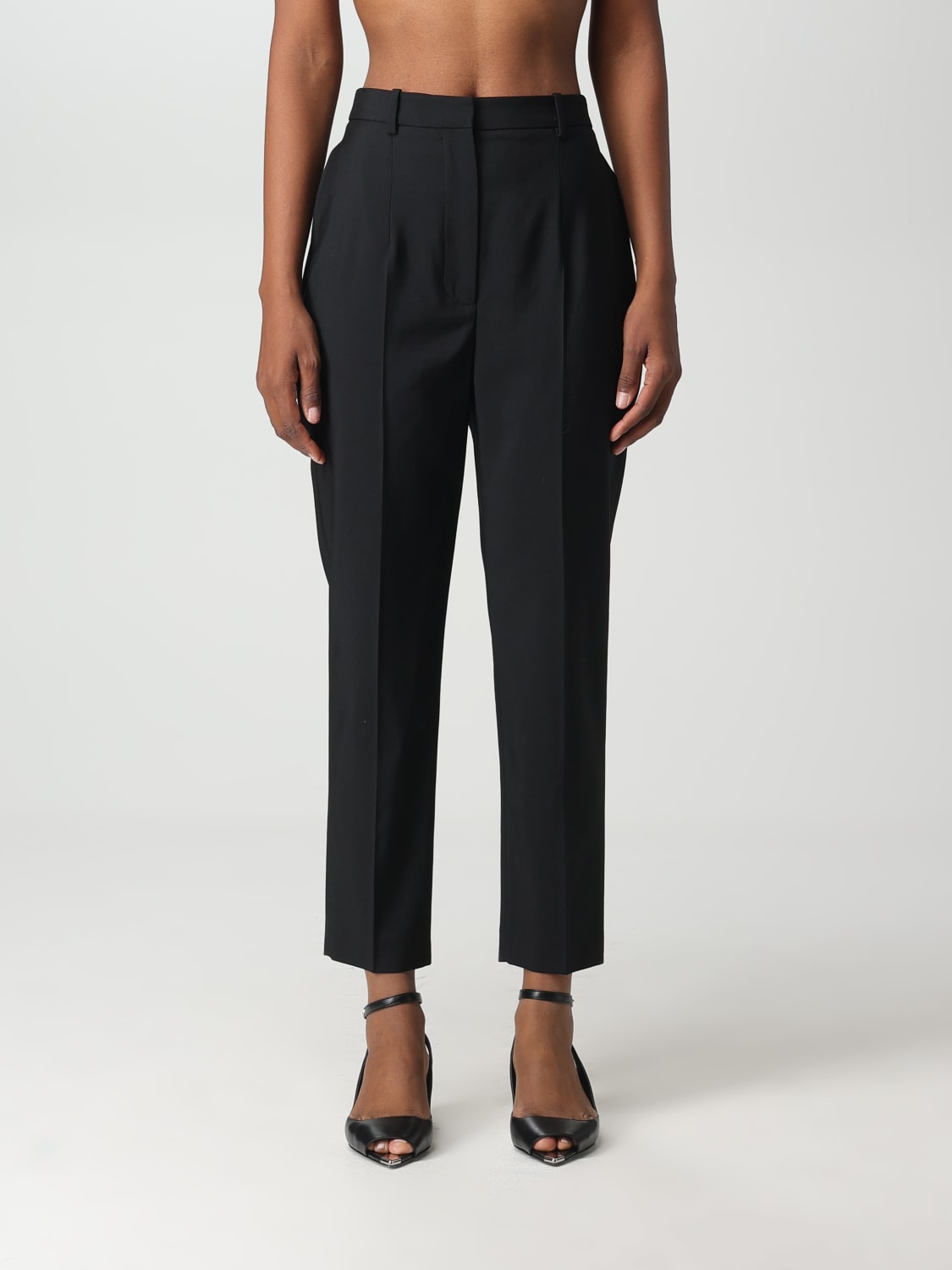 ALEXANDER MCQUEEN PANTS: Alexander McQueen pants in wool and cupro, Black - Img 1