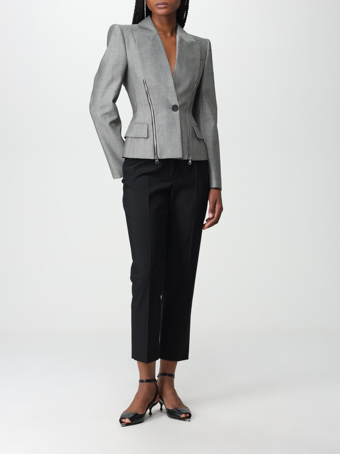 ALEXANDER MCQUEEN PANTS: Alexander McQueen pants in wool and cupro, Black - Img 2