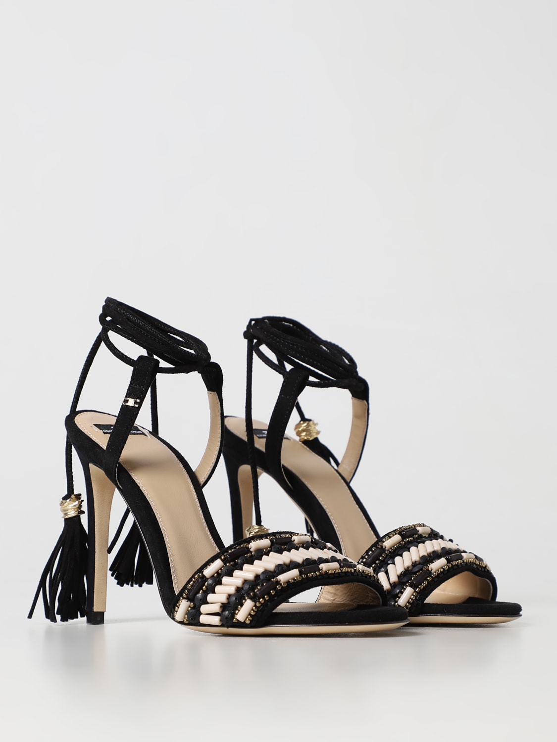 Elisabetta Franchi sandals in suede with beads