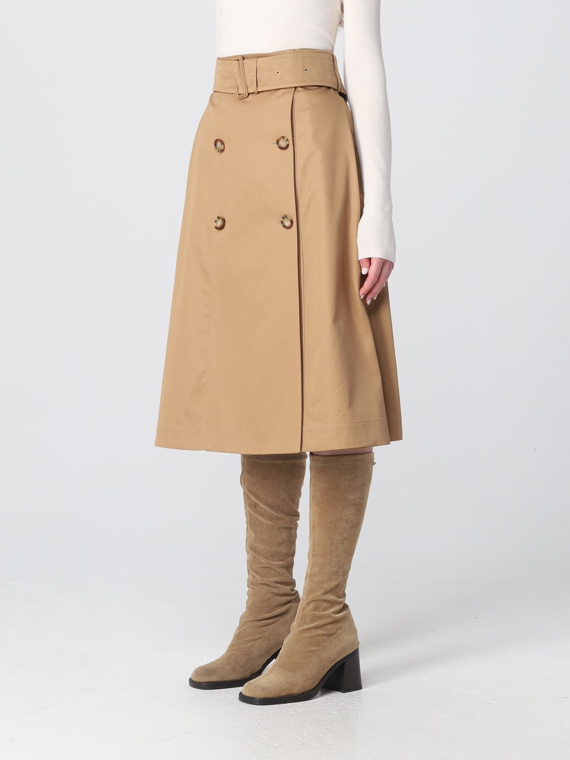 BURBERRY SKIRT: Burberry Baleigh skirt in gabardine, Beige - Img 3