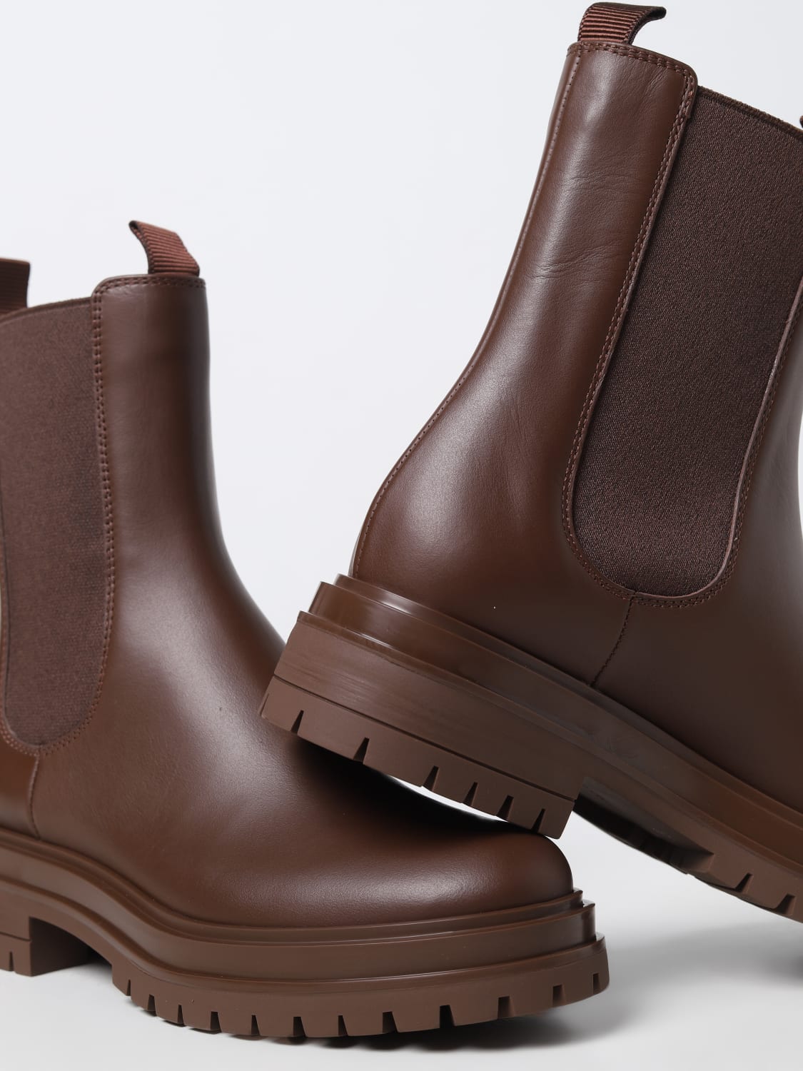 GIANVITO ROSSI BOOTS: Flat ankle boots woman Gianvito Rossi, Brown - Img 4