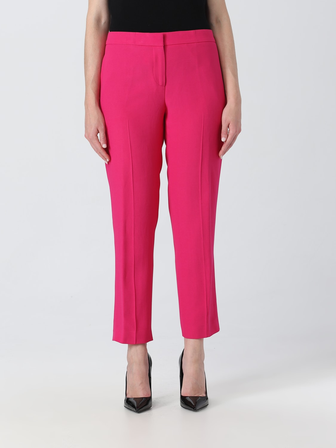 ALEXANDER MCQUEEN PANTS: Alexander McQueen pants in viscose and cotton crepe, Orchid - Img 1