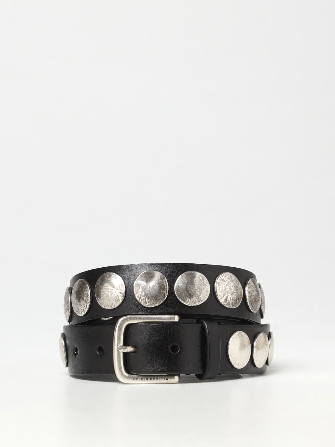 GOLDEN GOOSE BELT: Golden Goose leather belt with antiqued studs, Black - Img 1
