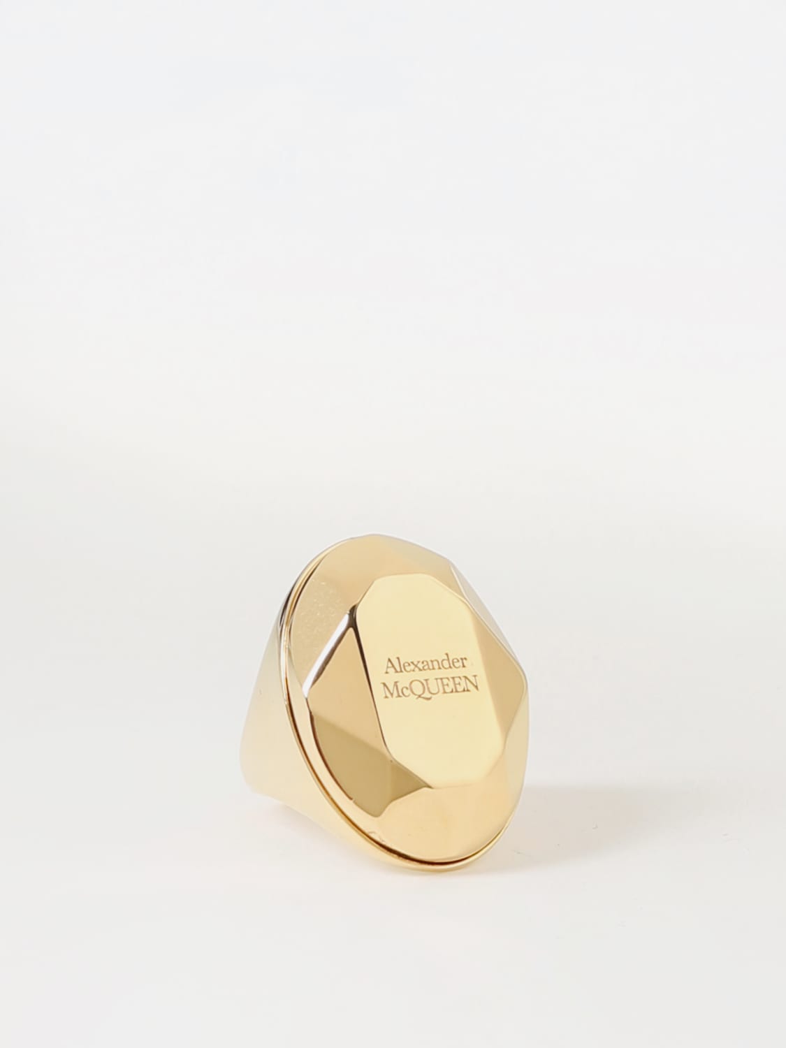アクセサリーその他 ALEXANDER MCQUEEN Men Jewel Gold 757452J160T 0448 McQueen Outlet: The Faceted ring in brass - Gold | McQueen