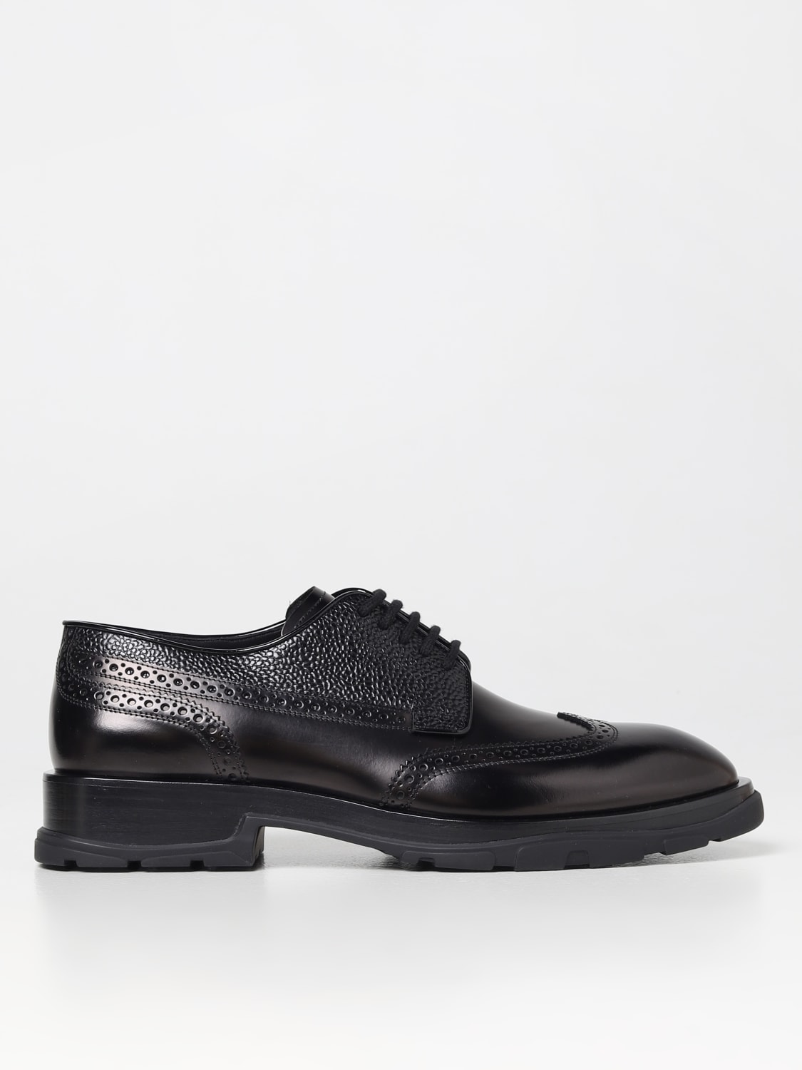 ALEXANDER MCQUEEN BROGUE SHOES: Alexander McQueen derby in leather, Black - Img 1