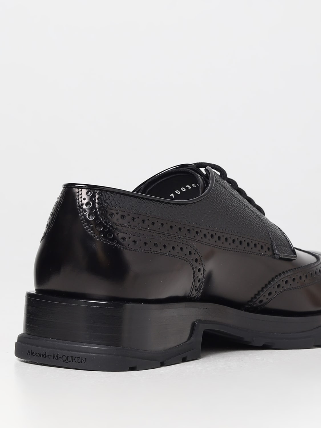 ALEXANDER MCQUEEN BROGUE SHOES: Alexander McQueen derby in leather, Black - Img 3