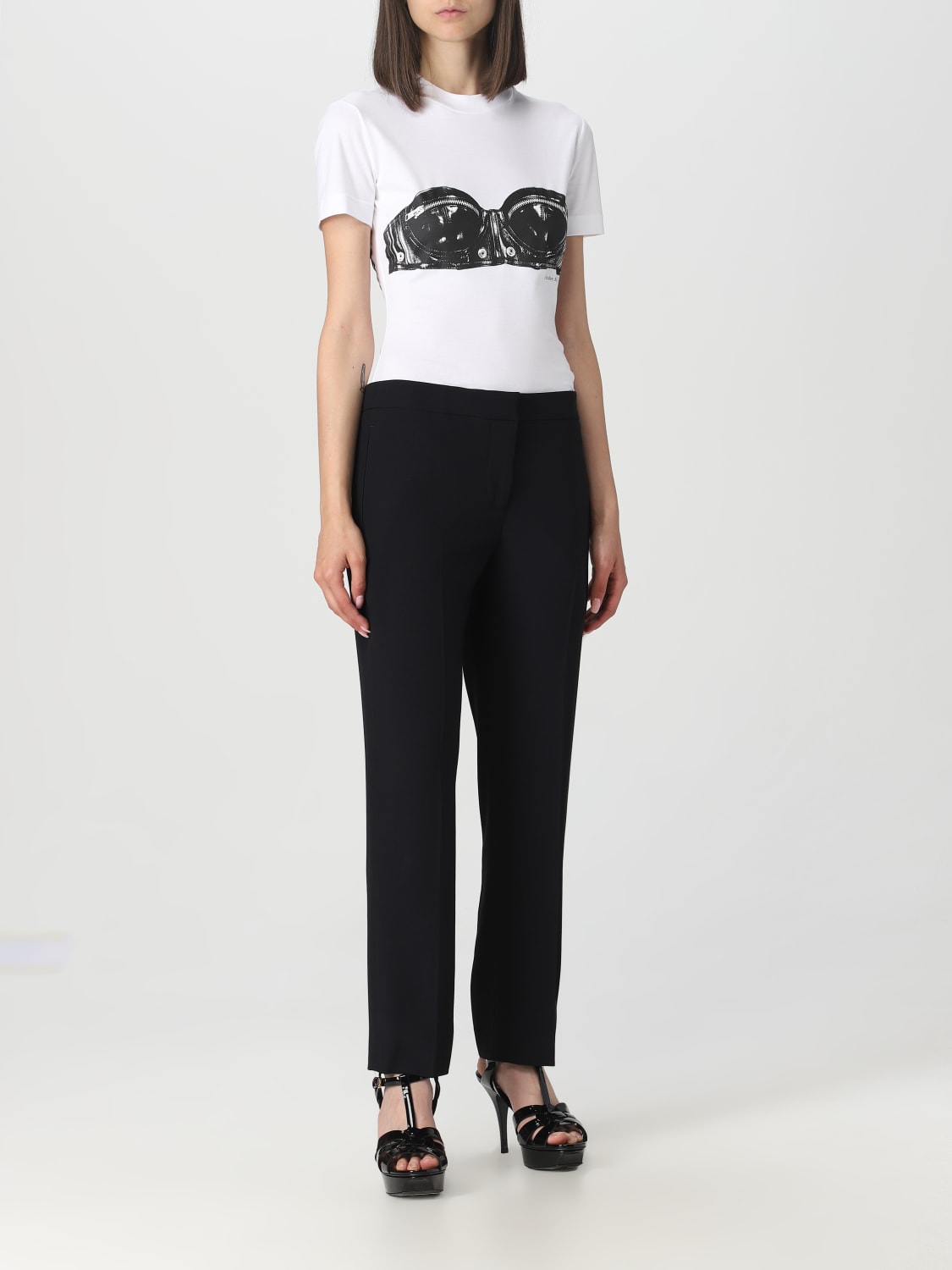 MCQUEEN DRESS: McQueen Biker Bra T-shirt in cotton, White - Img 2