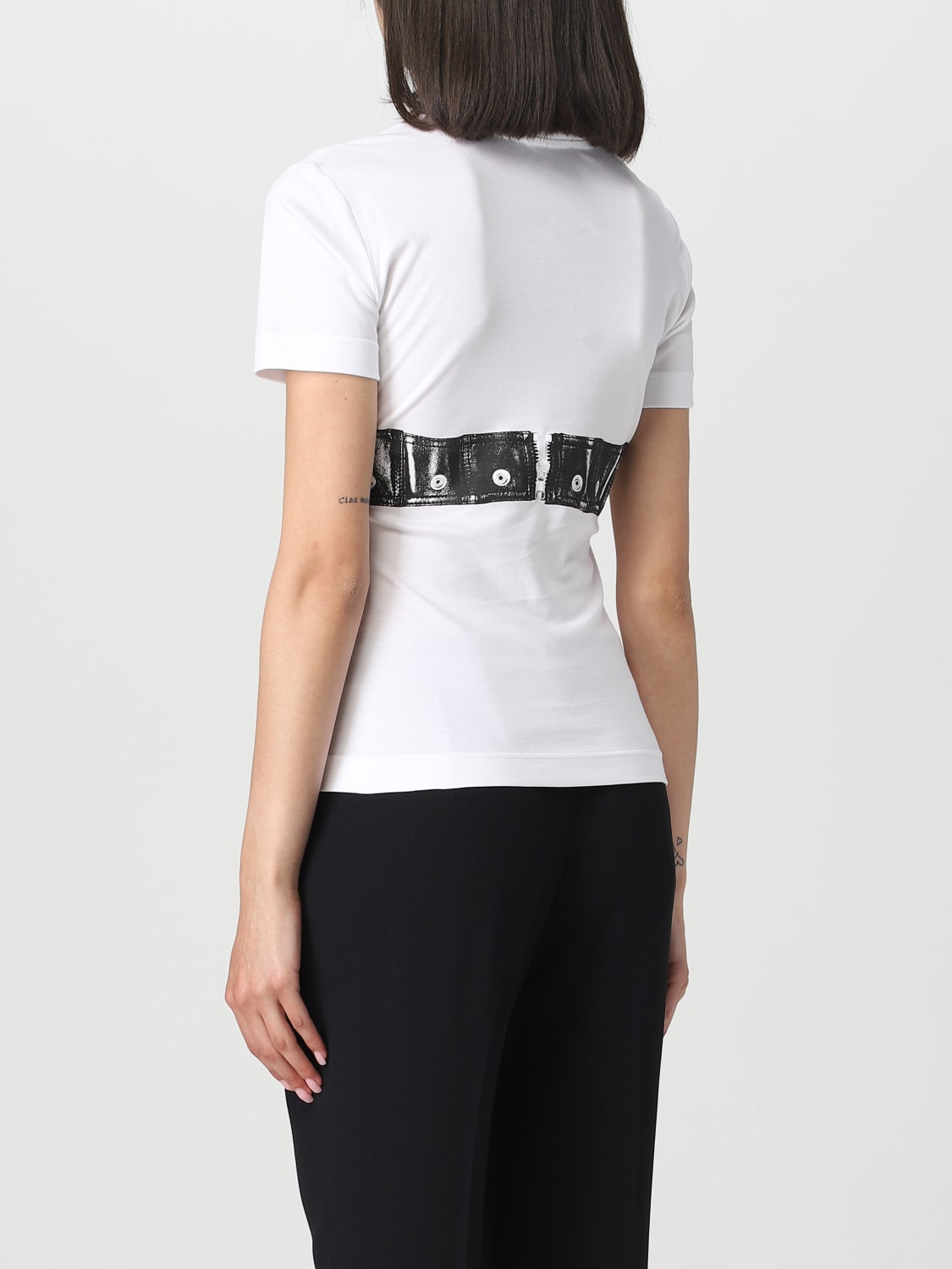MCQUEEN DRESS: McQueen Biker Bra T-shirt in cotton, White - Img 3