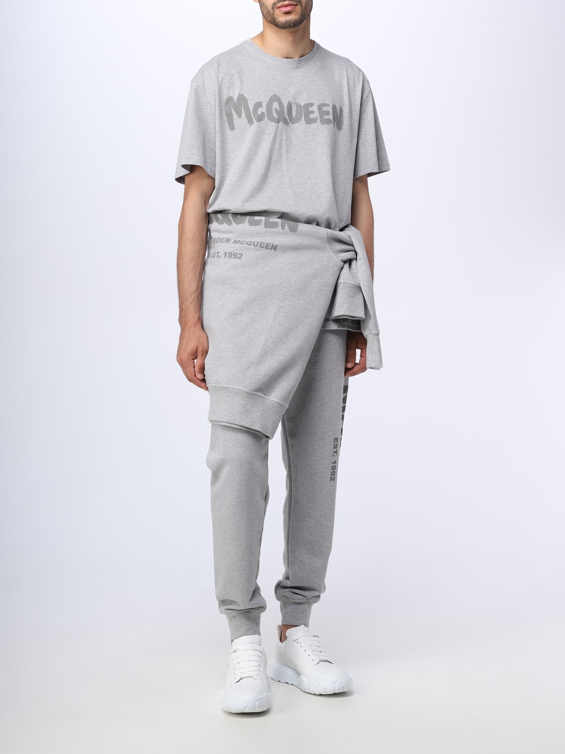 MCQUEEN: pants in cotton - Grey | McQueen pants 688714QVZ81 online