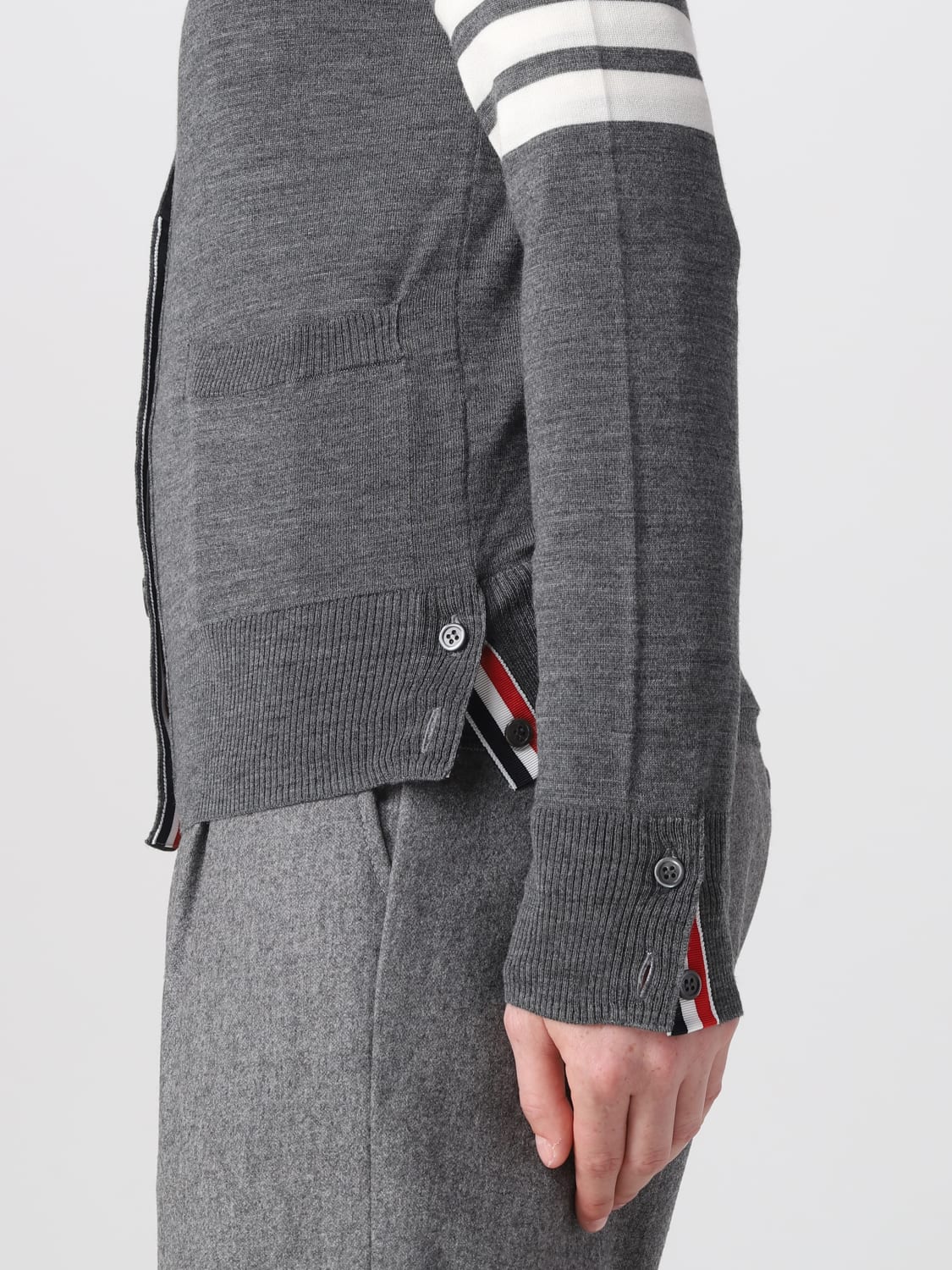 THOM BROWNE SWEATER: Thom Browne Cradigan in wool, Charcoal - Img 5