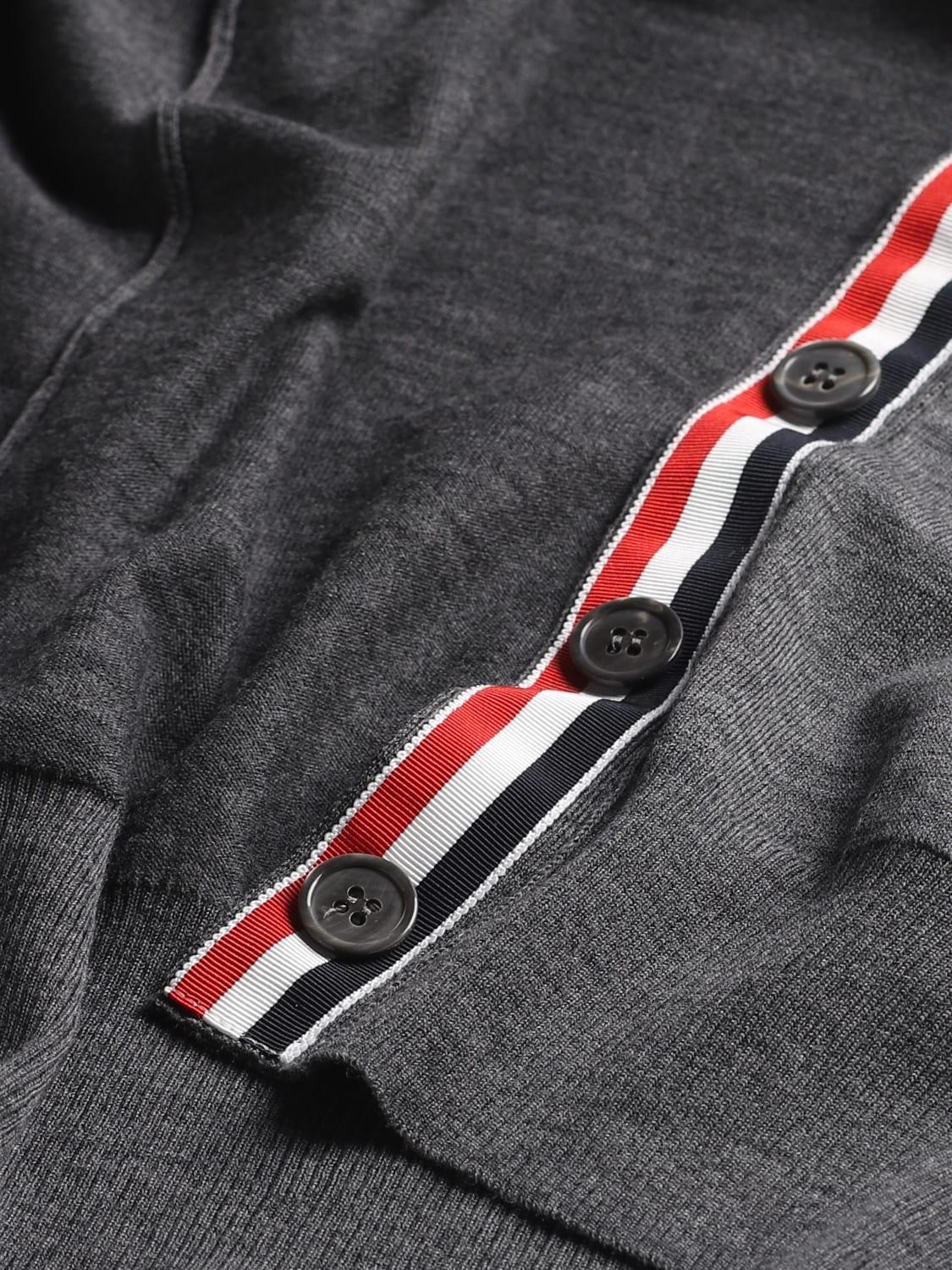 THOM BROWNE SWEATER: Thom Browne Cradigan in wool, Charcoal - Img 6