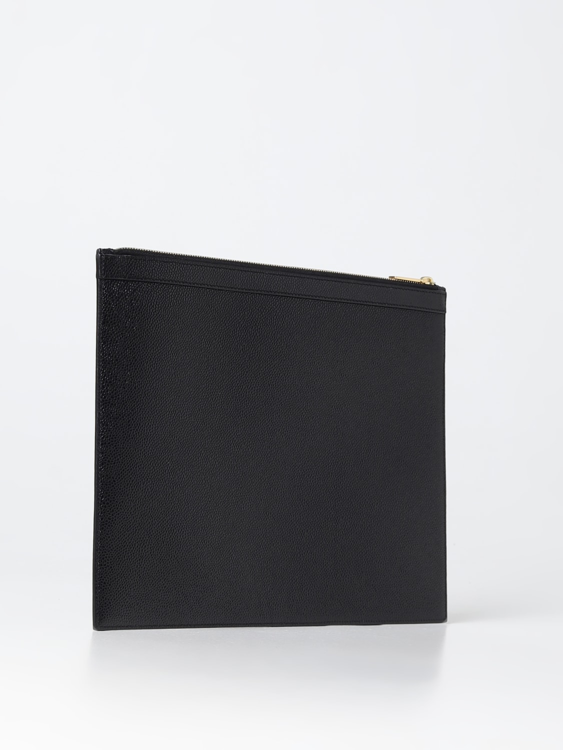 THOM BROWNE: clutch in micro grained leather - Black | Thom Browne