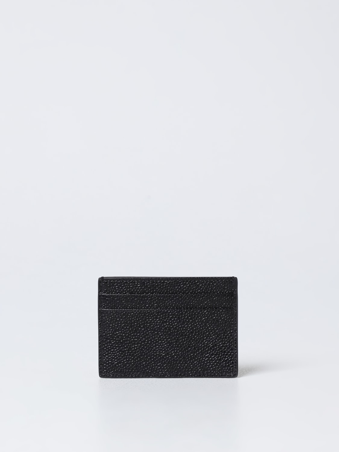 THOM BROWNE WALLET: Thom Browne credit card holder in grained leather, Black - Img 2