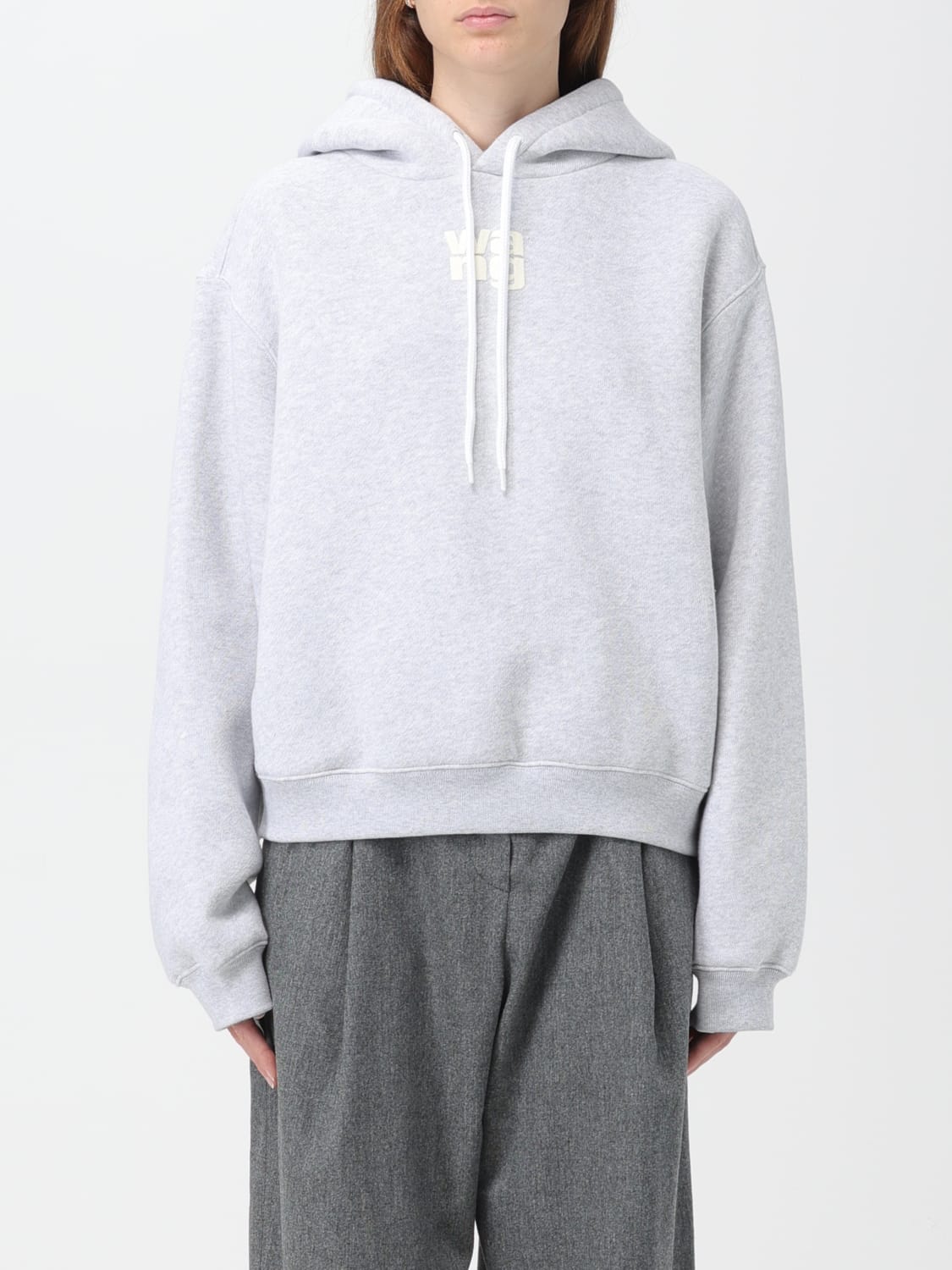 ALEXANDER WANG: sweatshirt in stretch cotton - Grey | Alexander