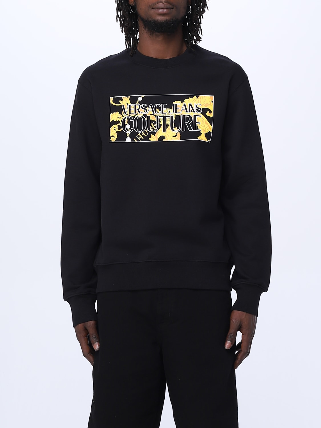 VERSACE JEANS COUTURE SWEATSHIRT: Versace Jeans Couture sweatshirt in cotton, Black - Img 1