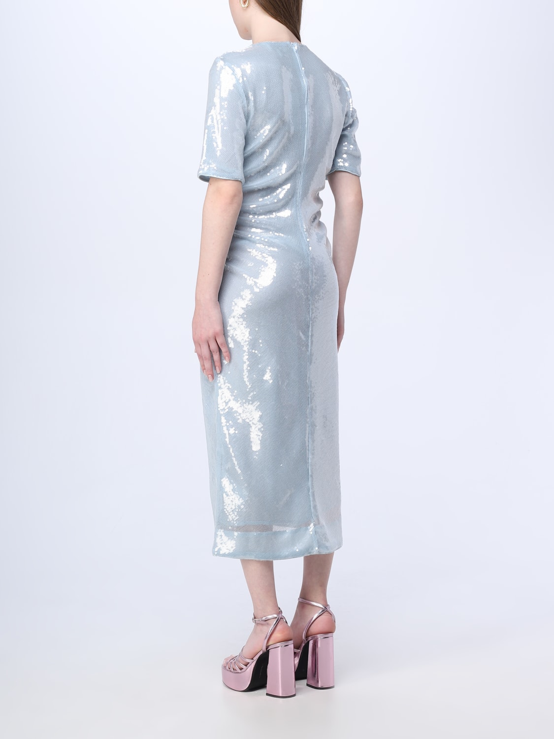 GANNI DRESS: Ganni dress in synthetic fabric with sequins, Ice - Img 3