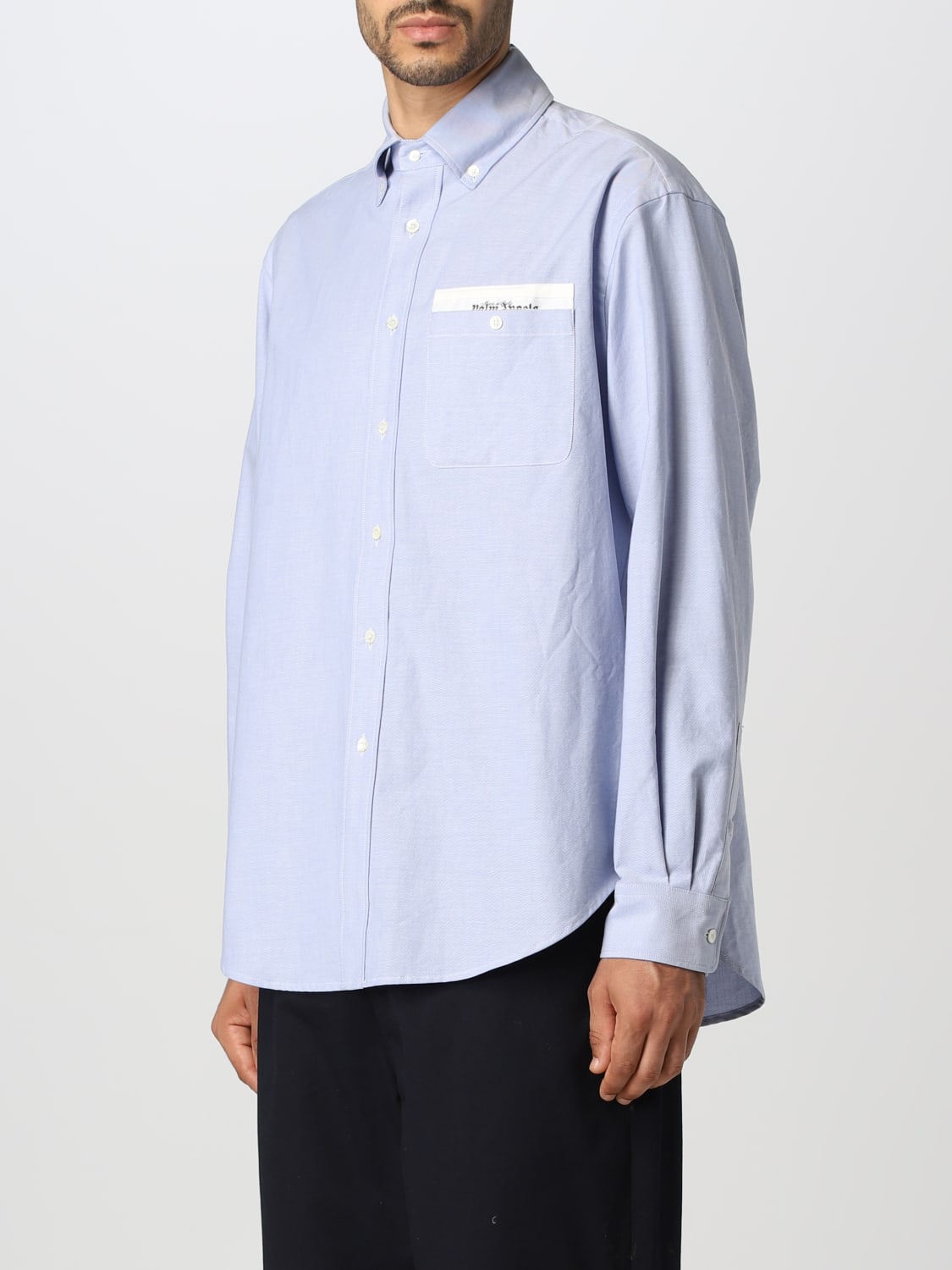 PALM ANGELS SHIRT: Palm Angels cotton shirt, Sky Blue - Img 4