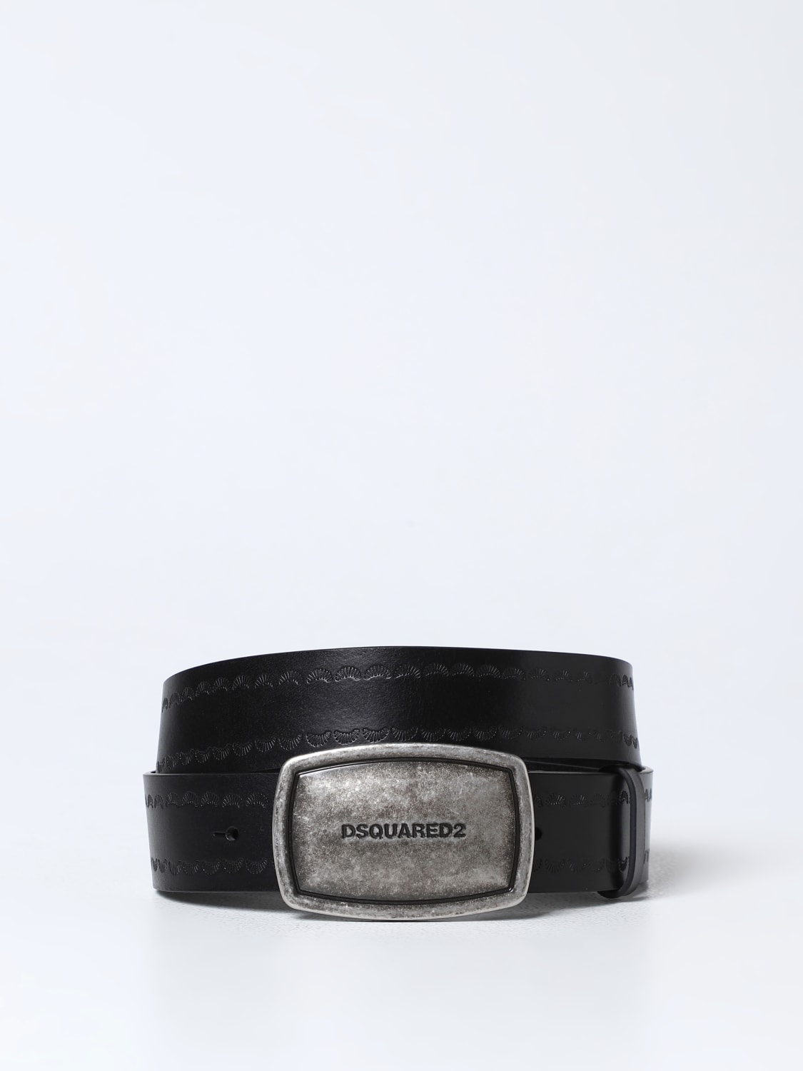 DSQUARED2 BELT: Dsquared2 belt in worked leather, Black - Img 1