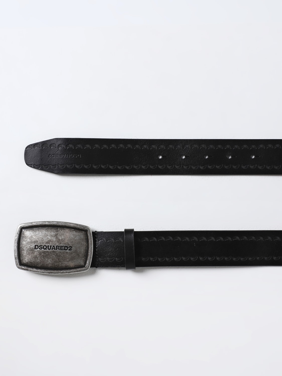 DSQUARED2 BELT: Dsquared2 belt in worked leather, Black - Img 2