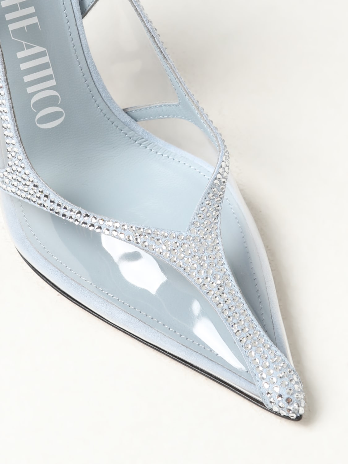 THE ATTICO PUMPS: The Attico Venus Chrome pumps in pvc and suede with rhinestones, Blue - Img 4