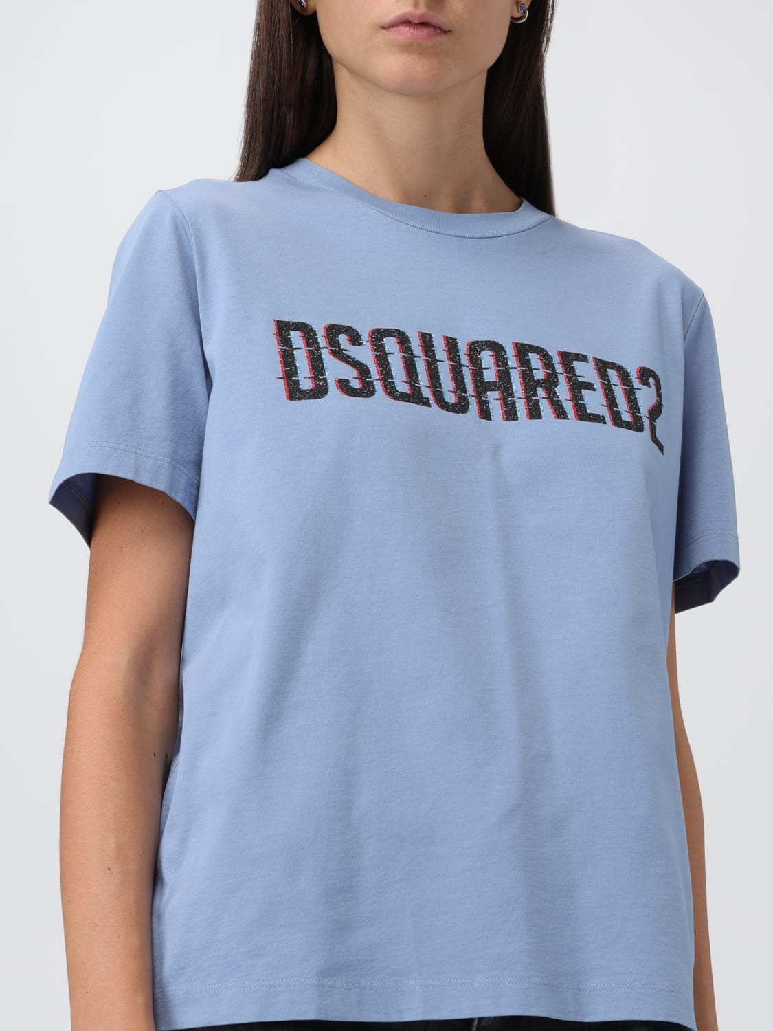 DSQUARED2 T-SHIRT: Dsquared2 cotton t-shirt with printed logo, Gnawed Blue - Img 3