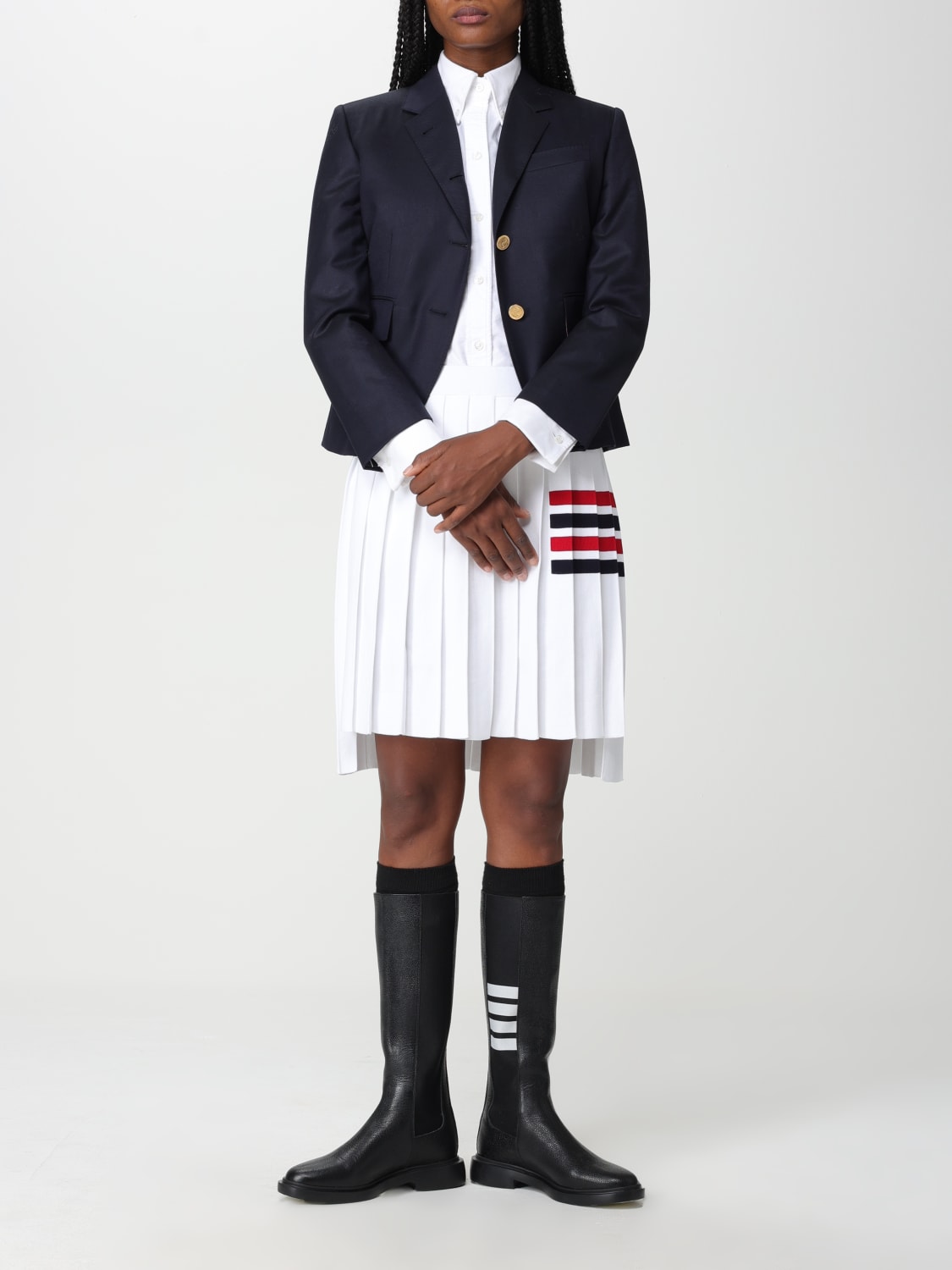 アウターその他 THOM BROWNE Woman Blazer Navy FBC010V00626 415 Thom Browne Ladies Navy Single-Breasted Blazer, Brand Size