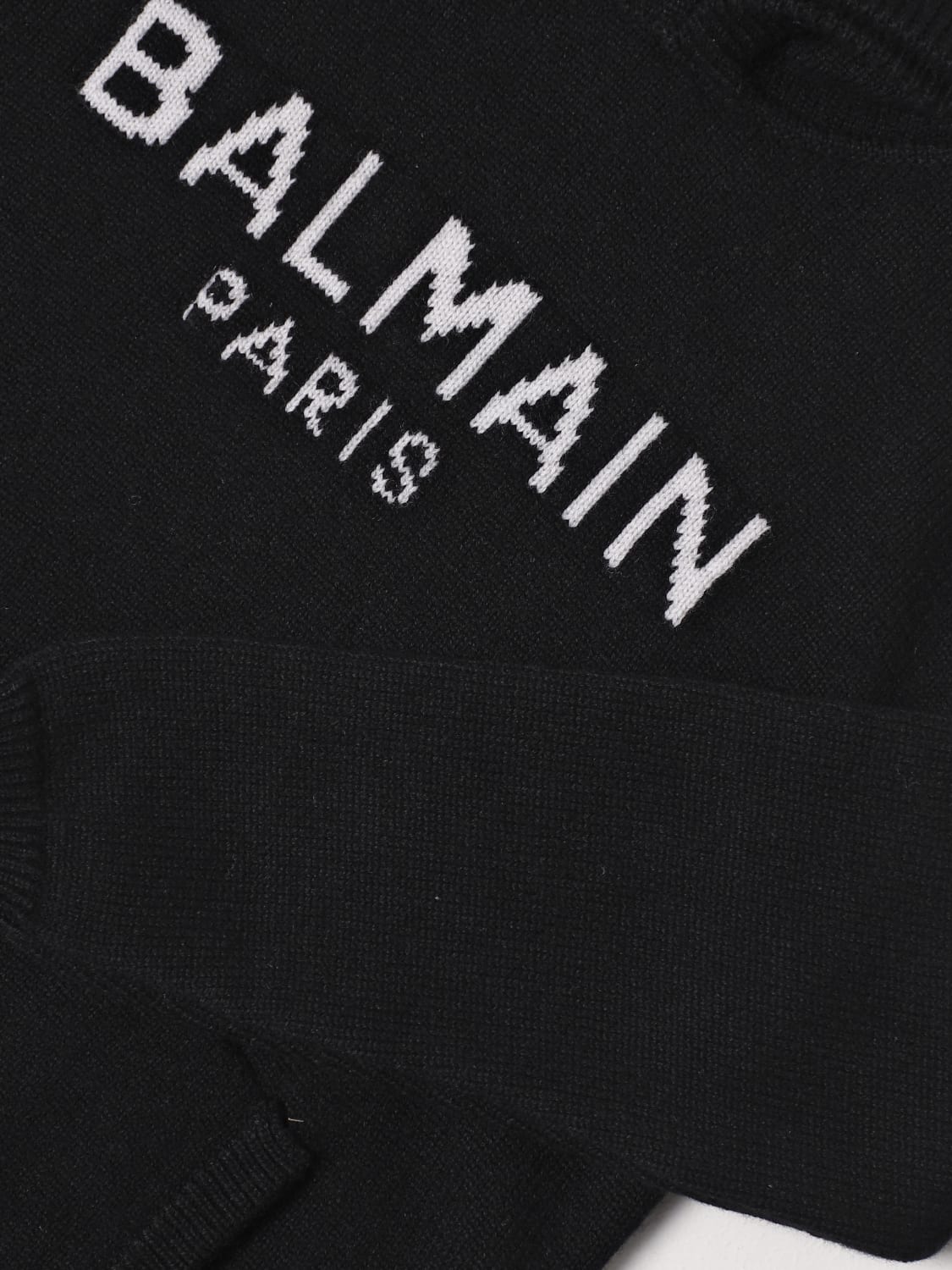 BALMAIN MAGLIA: Felpa in maglia di lana Balmain Kids, Nero - Img 3