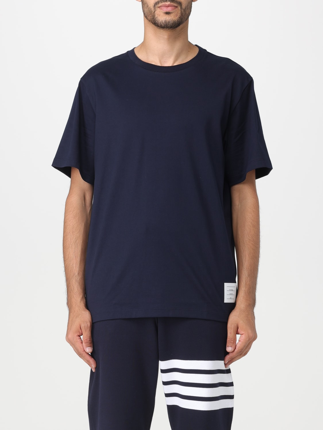 THOM BROWNE T-SHIRT: Thom Browne cotton t-shirt, Navy - Img 1