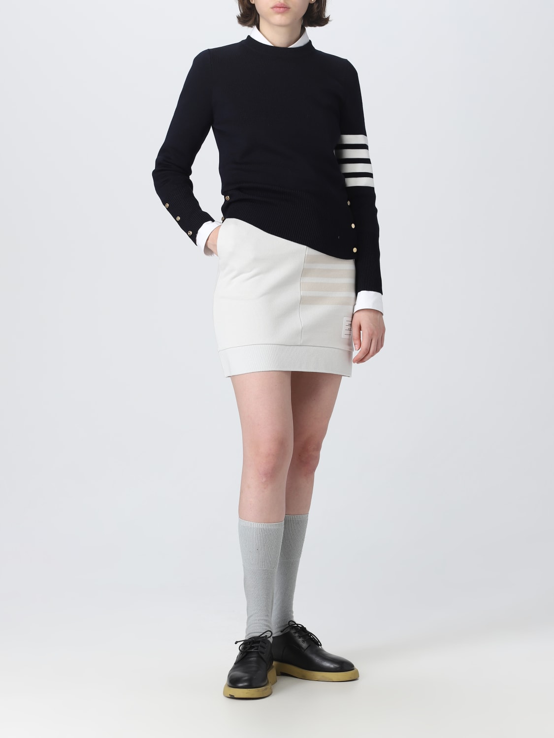 THOM BROWNE SWEATER: Thom Browne Milano sweater in wool, Blue - Img 2