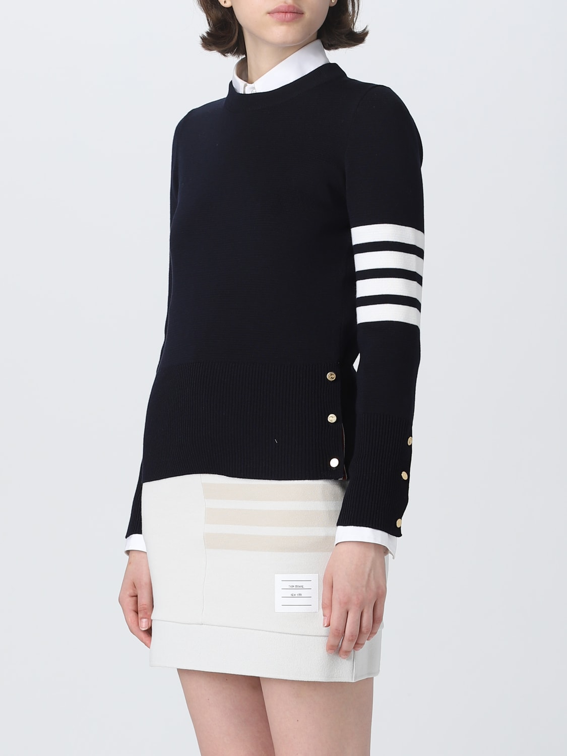 THOM BROWNE SWEATER: Thom Browne Milano sweater in wool, Blue - Img 4