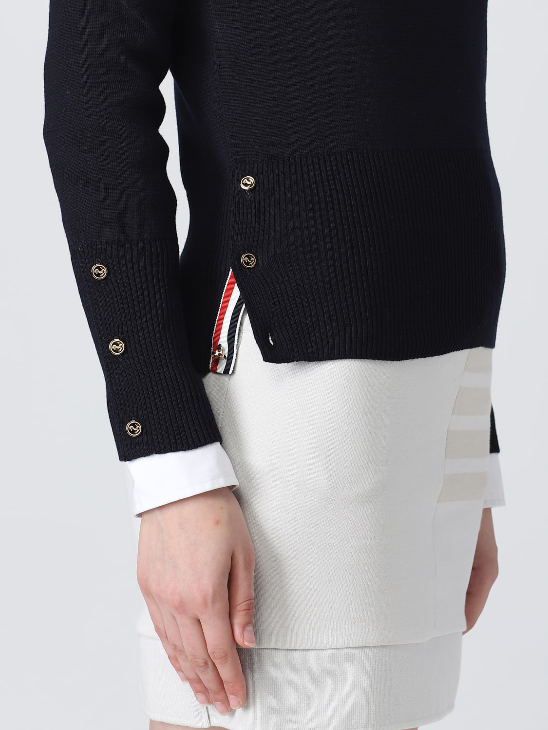 THOM BROWNE SWEATER: Thom Browne Milano sweater in wool, Blue - Img 5