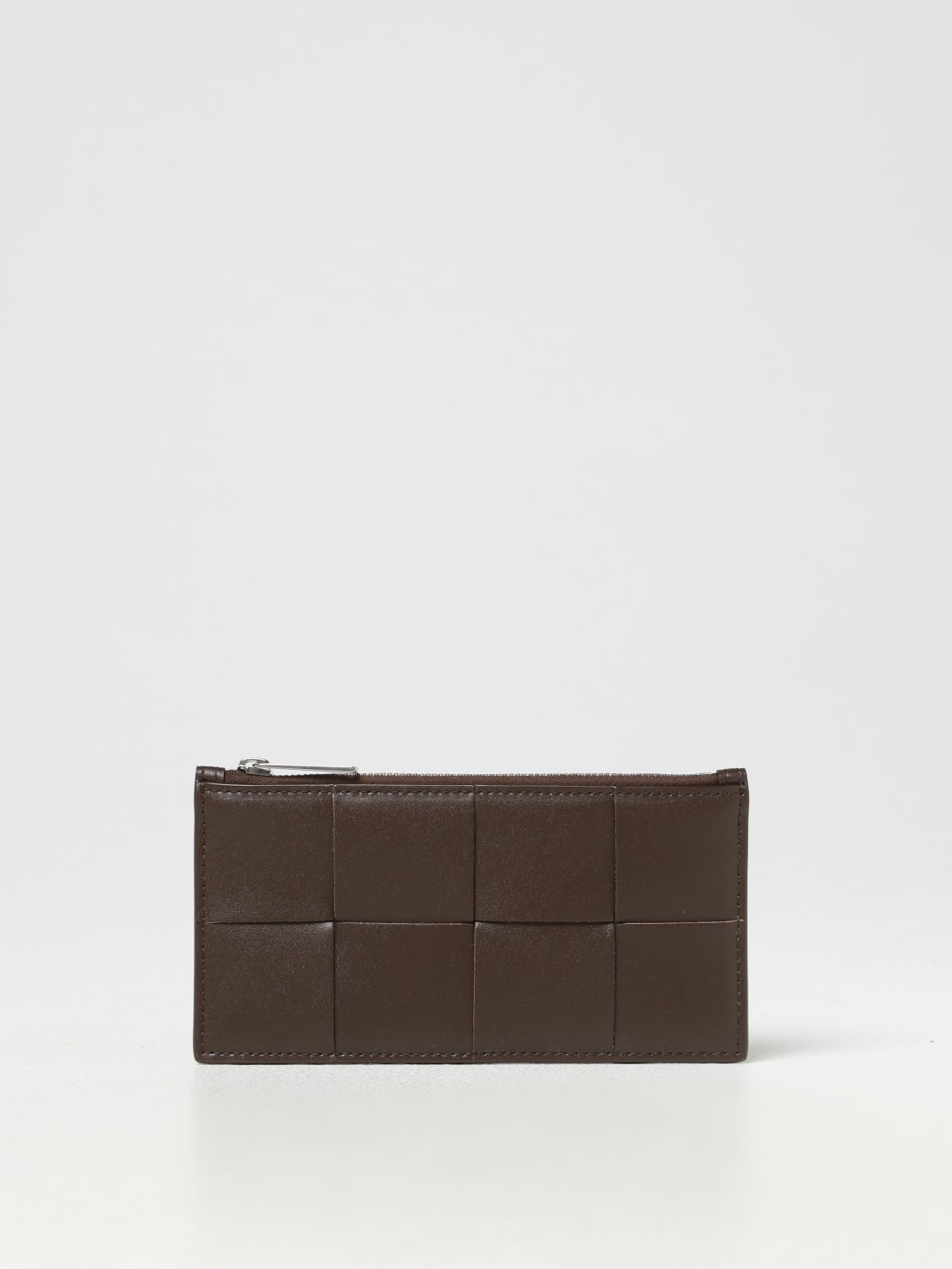 BOTTEGA VENETA WALLET: Bottega Veneta credit card holder in leather, Brown - Img 1