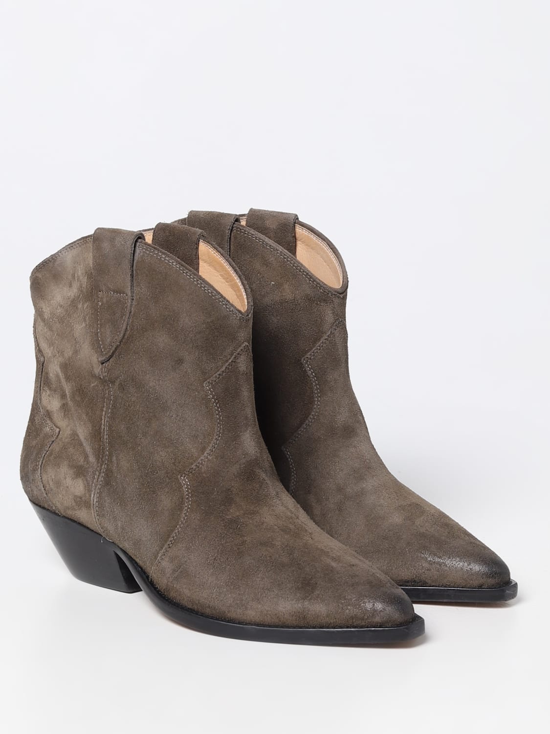 ISABEL MARANT STIVALI: Stivaletto Dewina Isabel Marant in camoscio, Kaki - Img 2