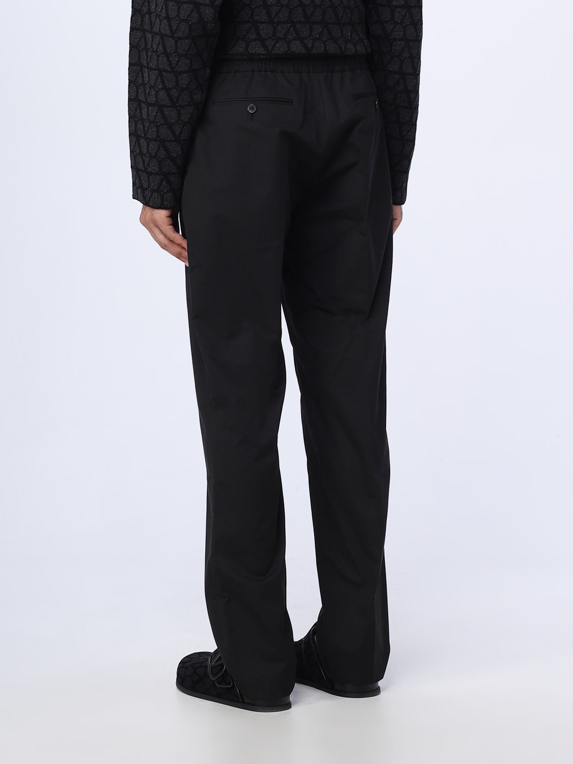 VALENTINO PANTS: Valentino jogger pants in cotton, Black - Img 3