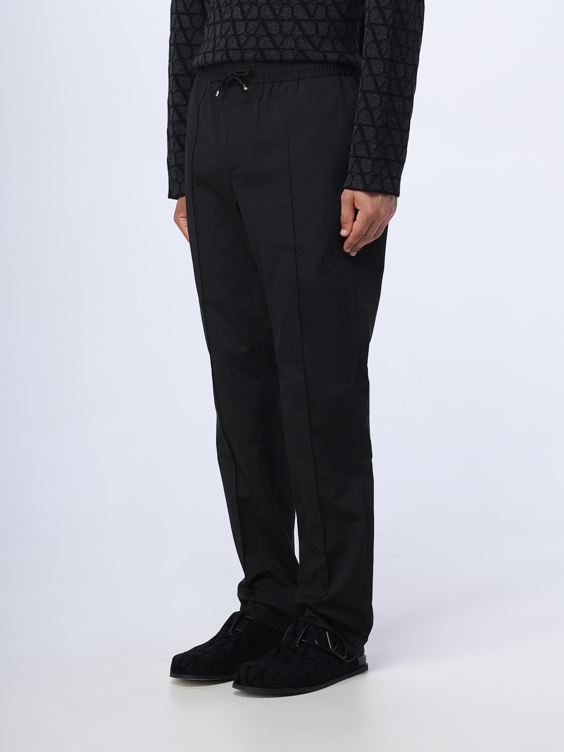 VALENTINO PANTS: Valentino jogger pants in cotton, Black - Img 4